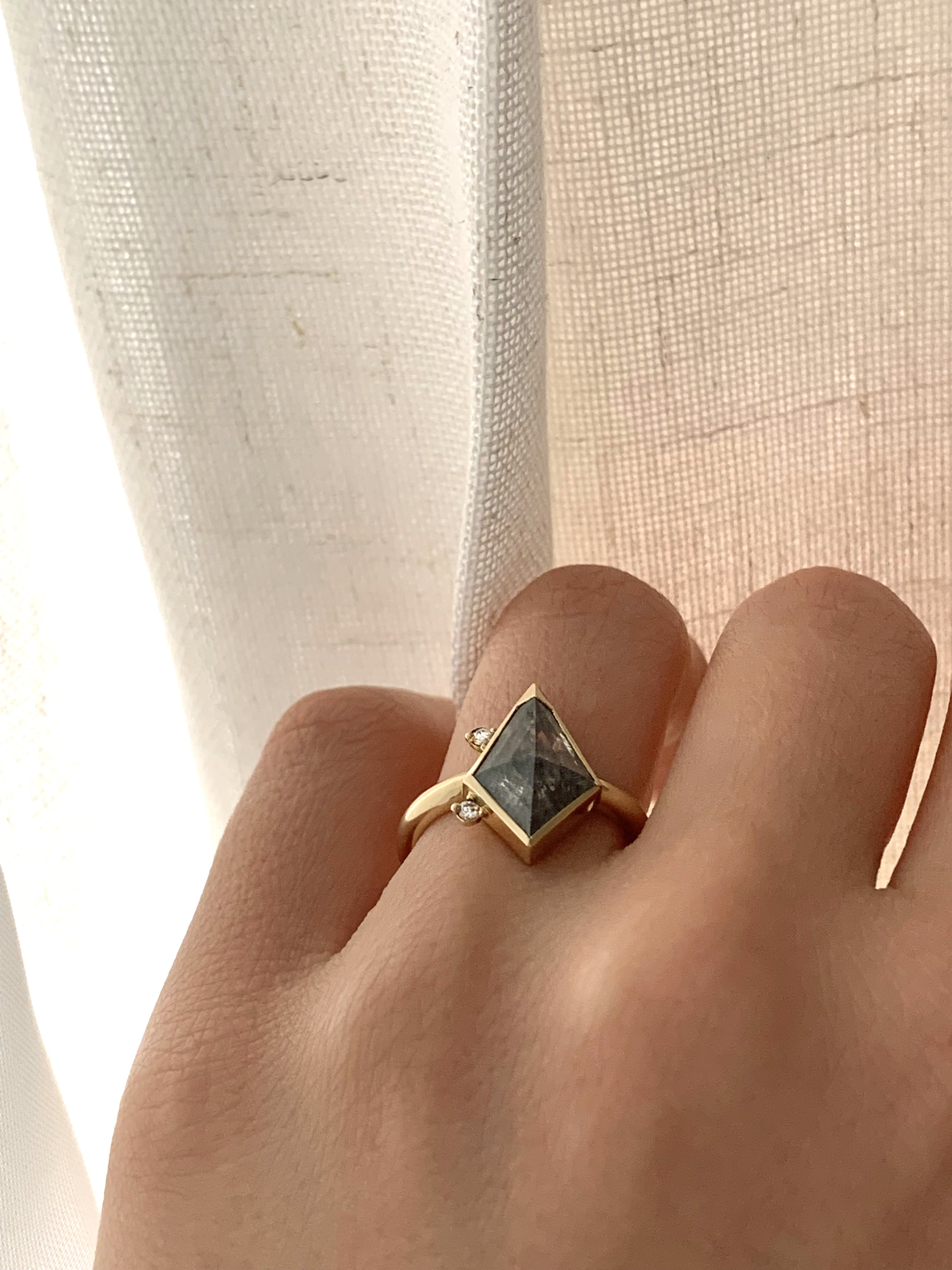 Salt & Pepper Kite Diamond Custom Engagement Ring