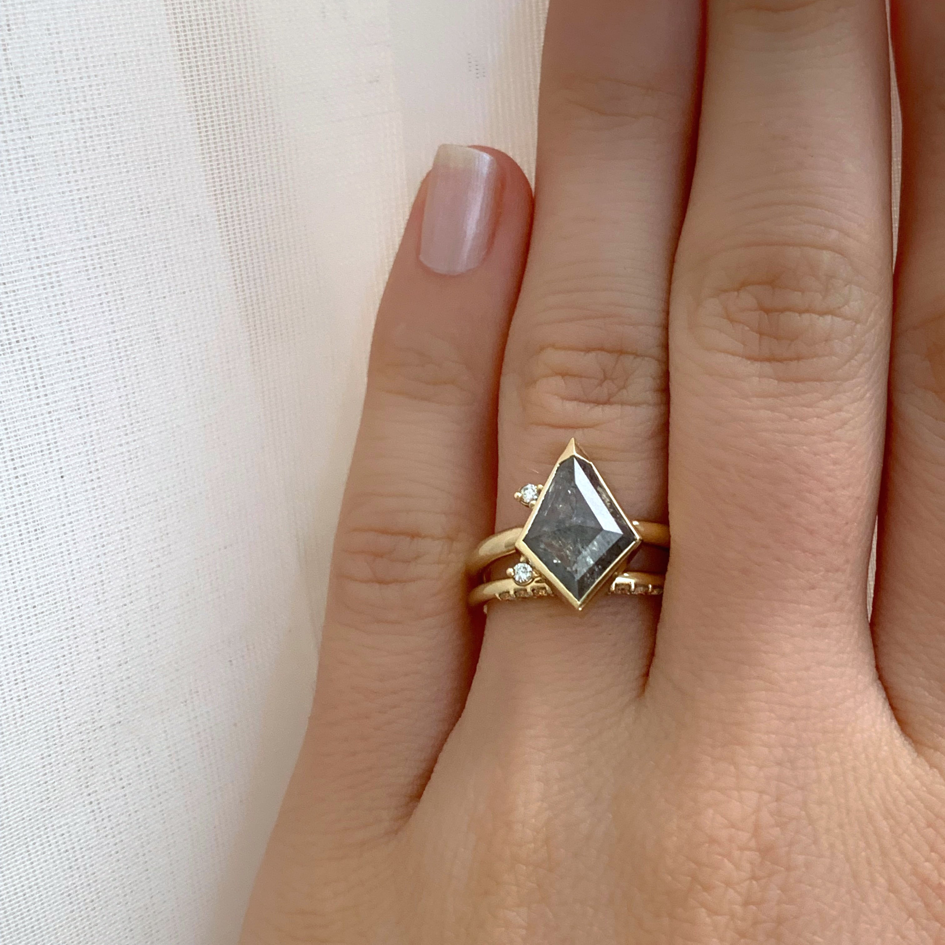 Salt & Pepper Kite Diamond Custom Engagement Ring