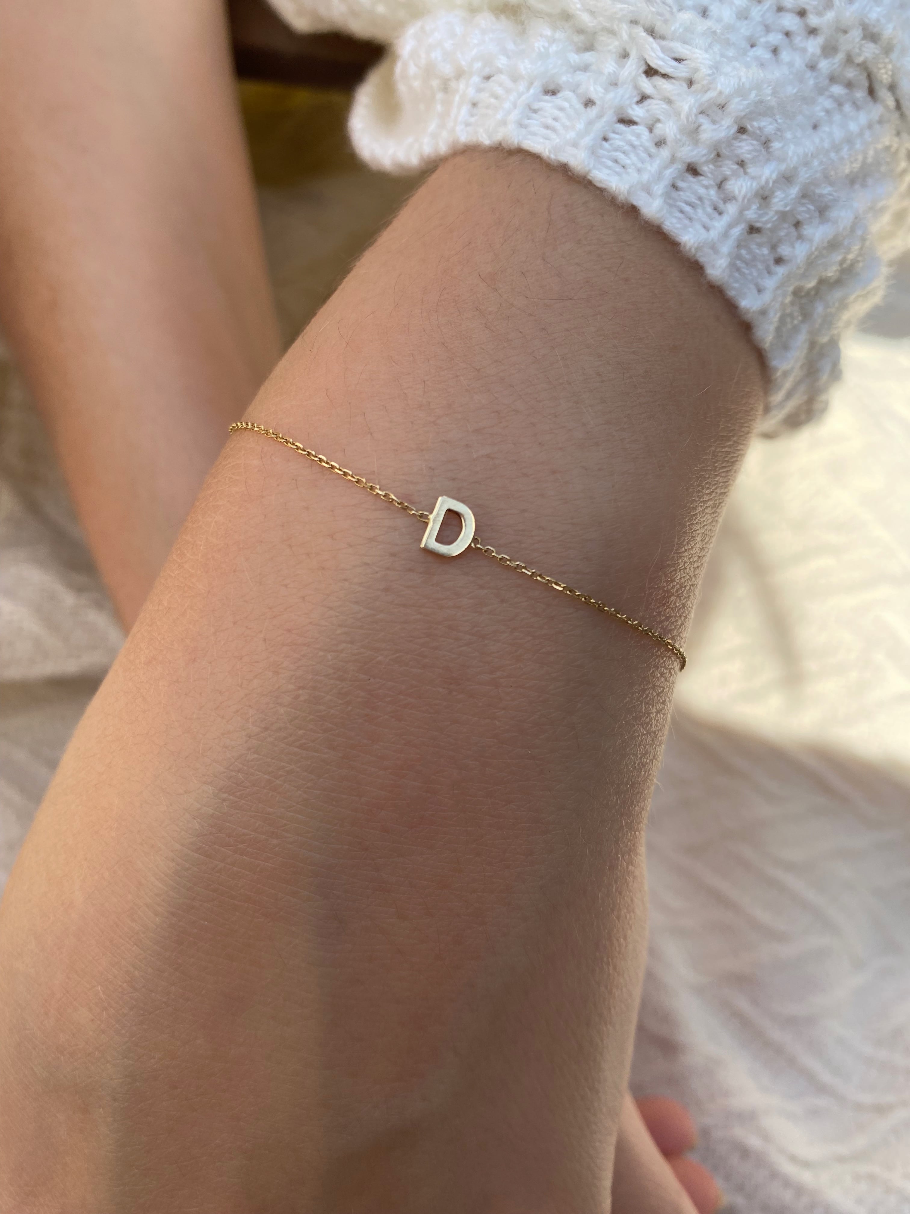 Custom Letter Bracelet in Gold 6.5 inch (XS)