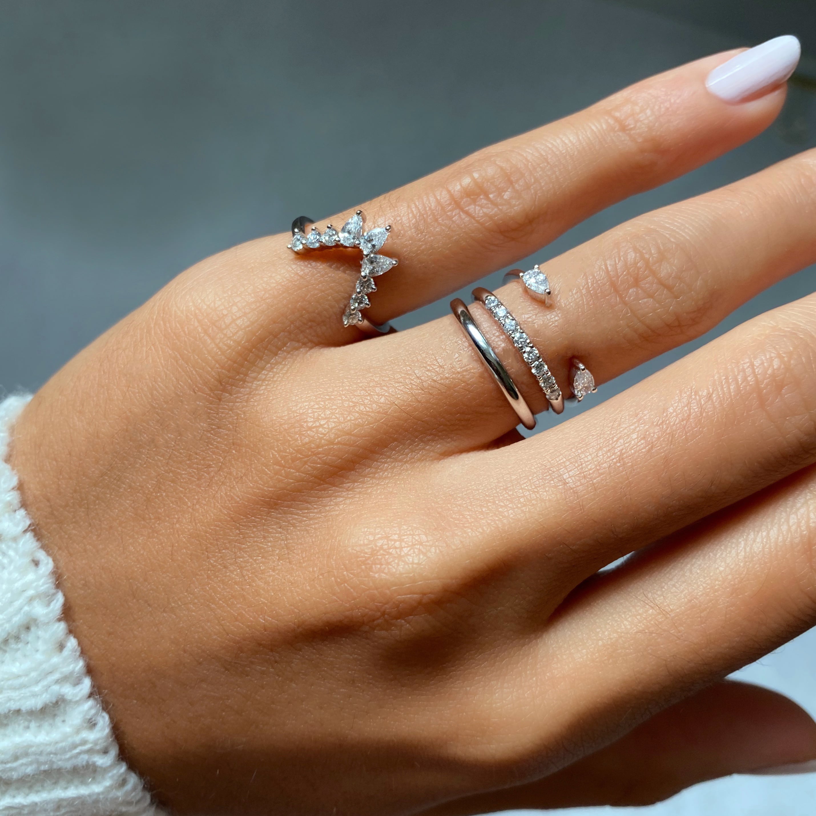 Open Pear Diamond Custom Wedding Band
