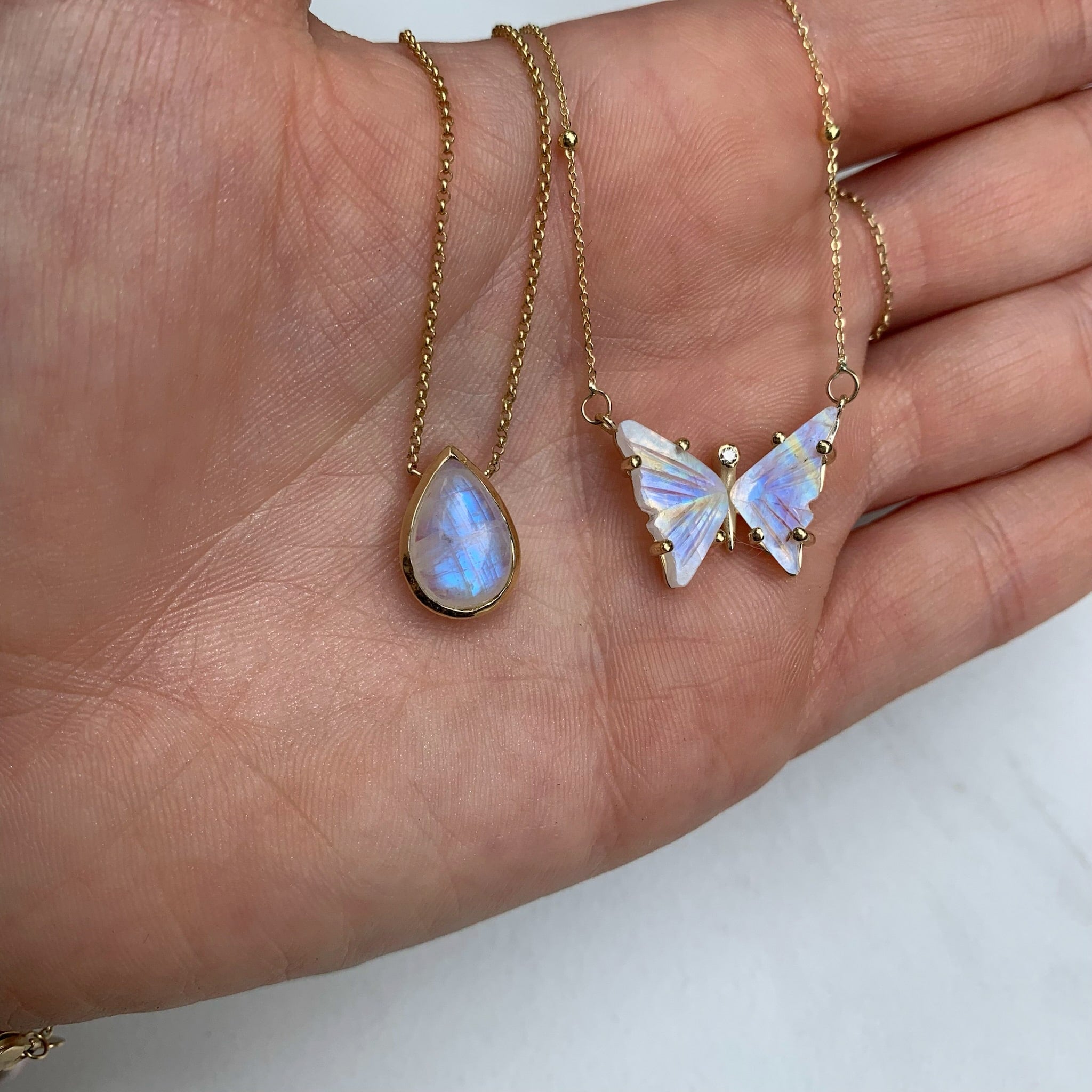 Moonstone Butterfly Satellite Necklace