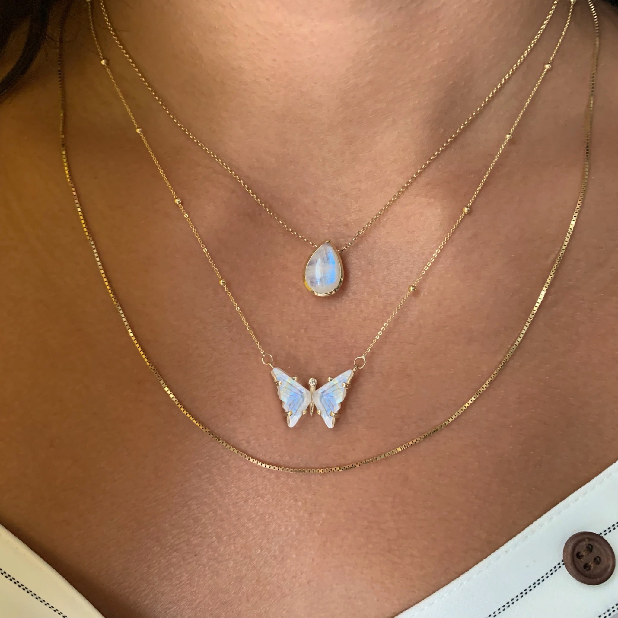 Moonstone Butterfly Satellite Necklace