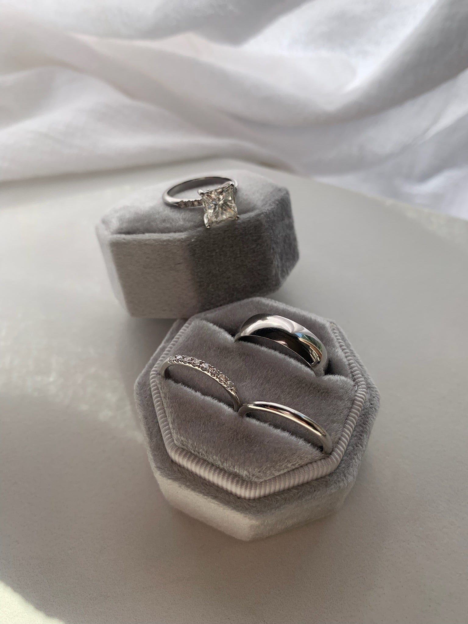 Handmade Custom Ring/ 6.0x8.0mm Emerald Cut Moissanite/ Engagement Wedding  Promise Ring/ 4 Prongs Halo Half Eternity/ 14K Gold Stack Ring - Etsy  Australia