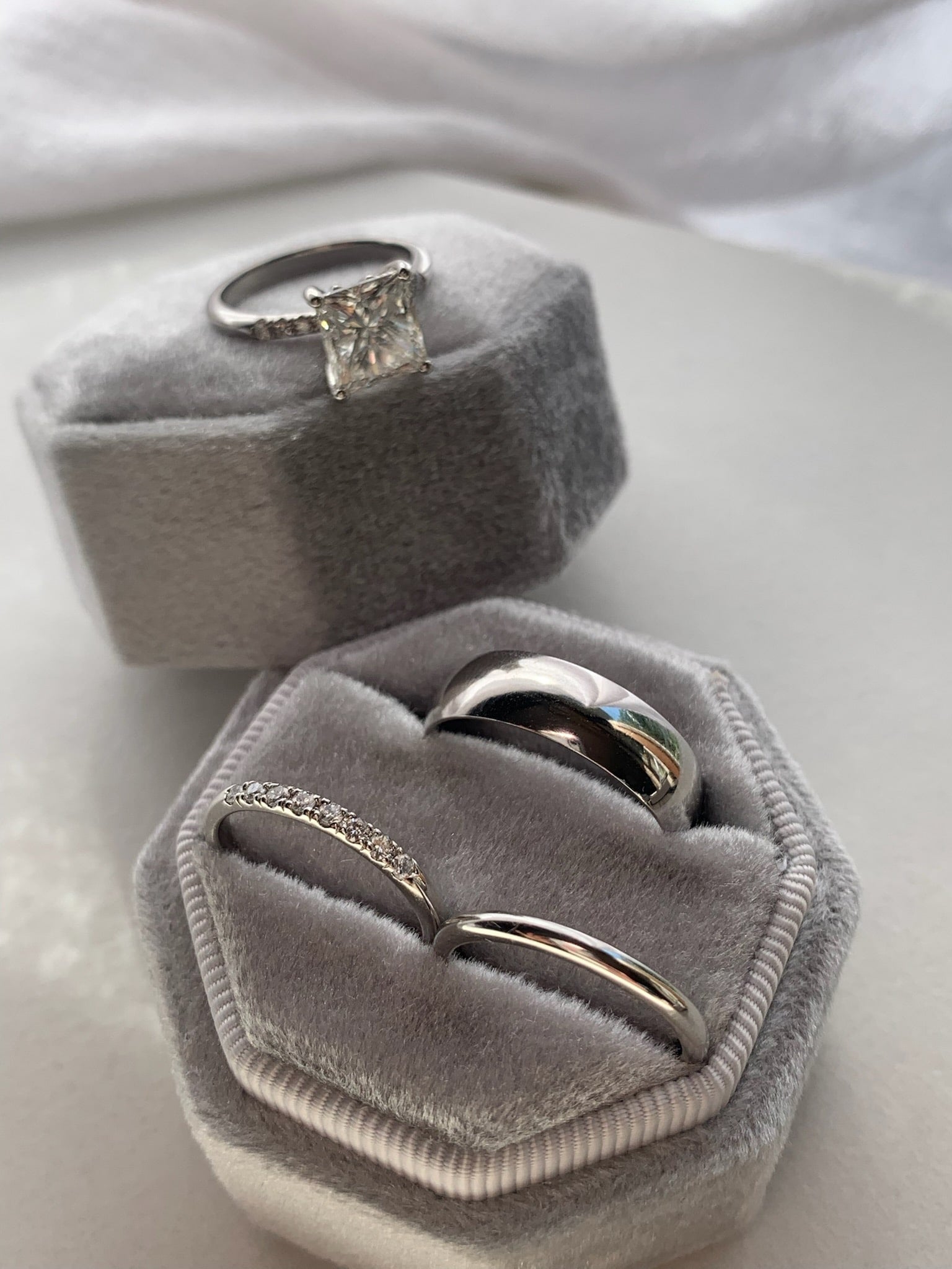 Diamond and Plain Custom Wedding Band Kimiya