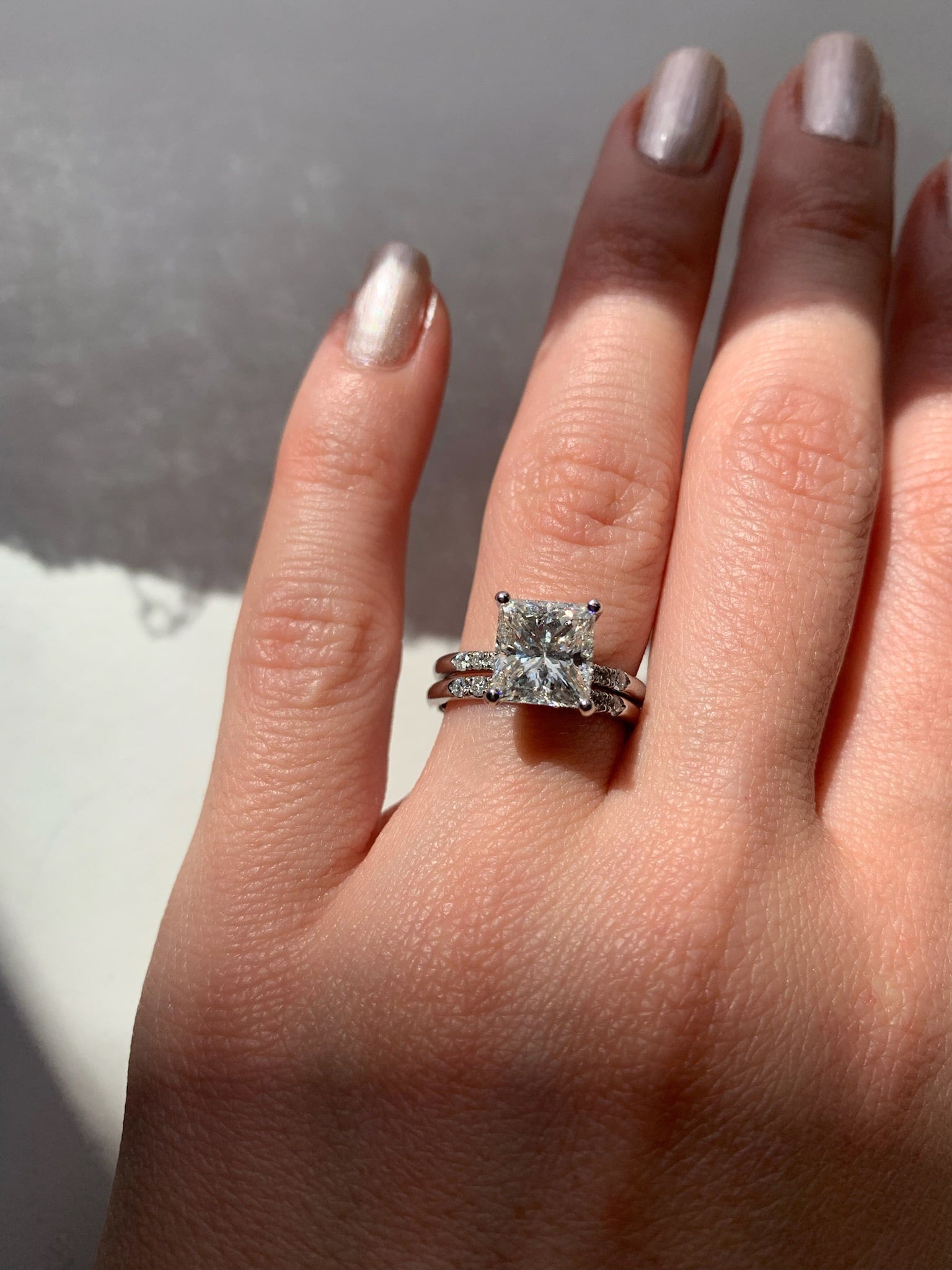 Elongated Princess Cut Diamond Custom Engagement Ring