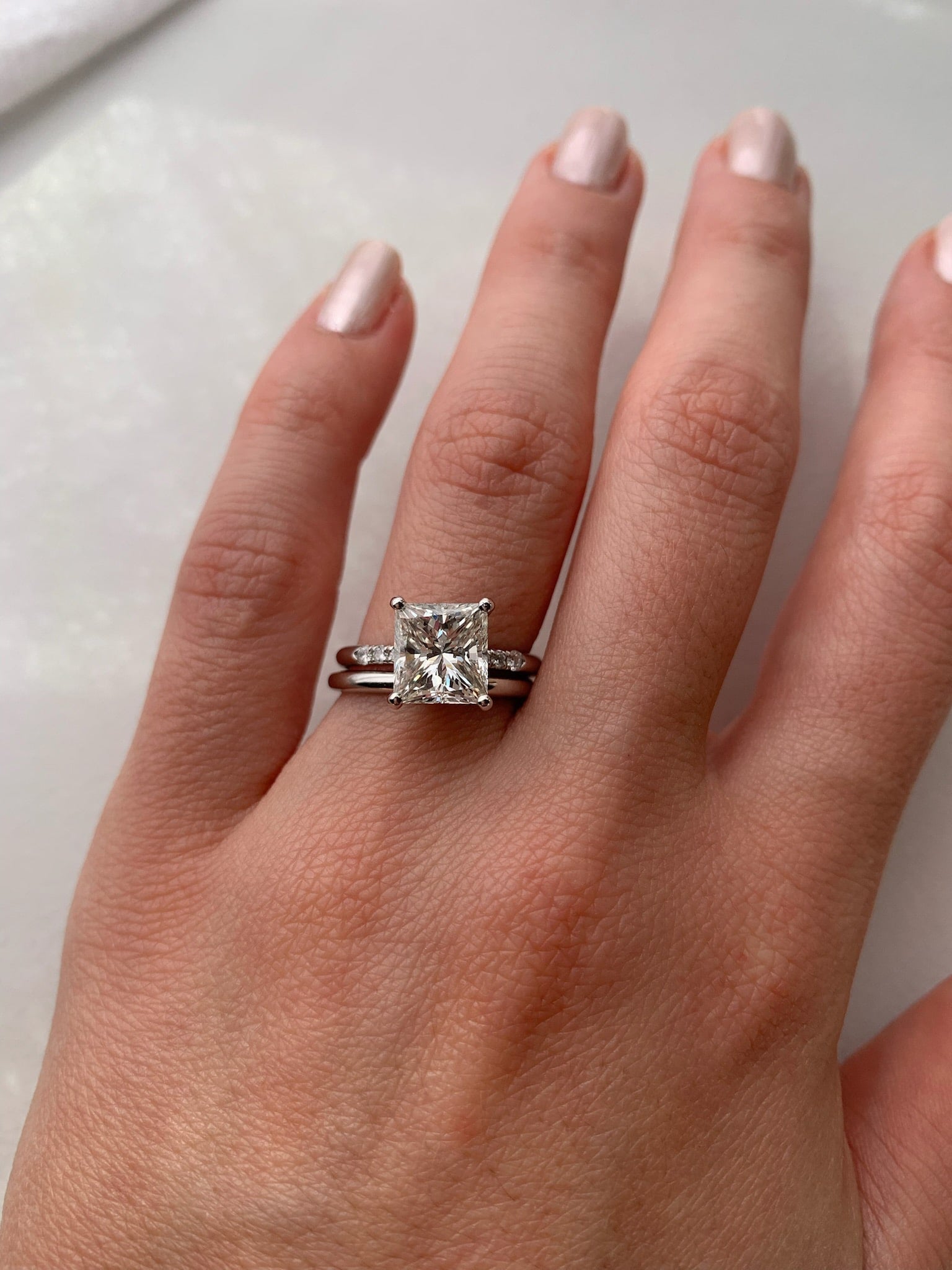 Diamond and Plain Custom Wedding Band