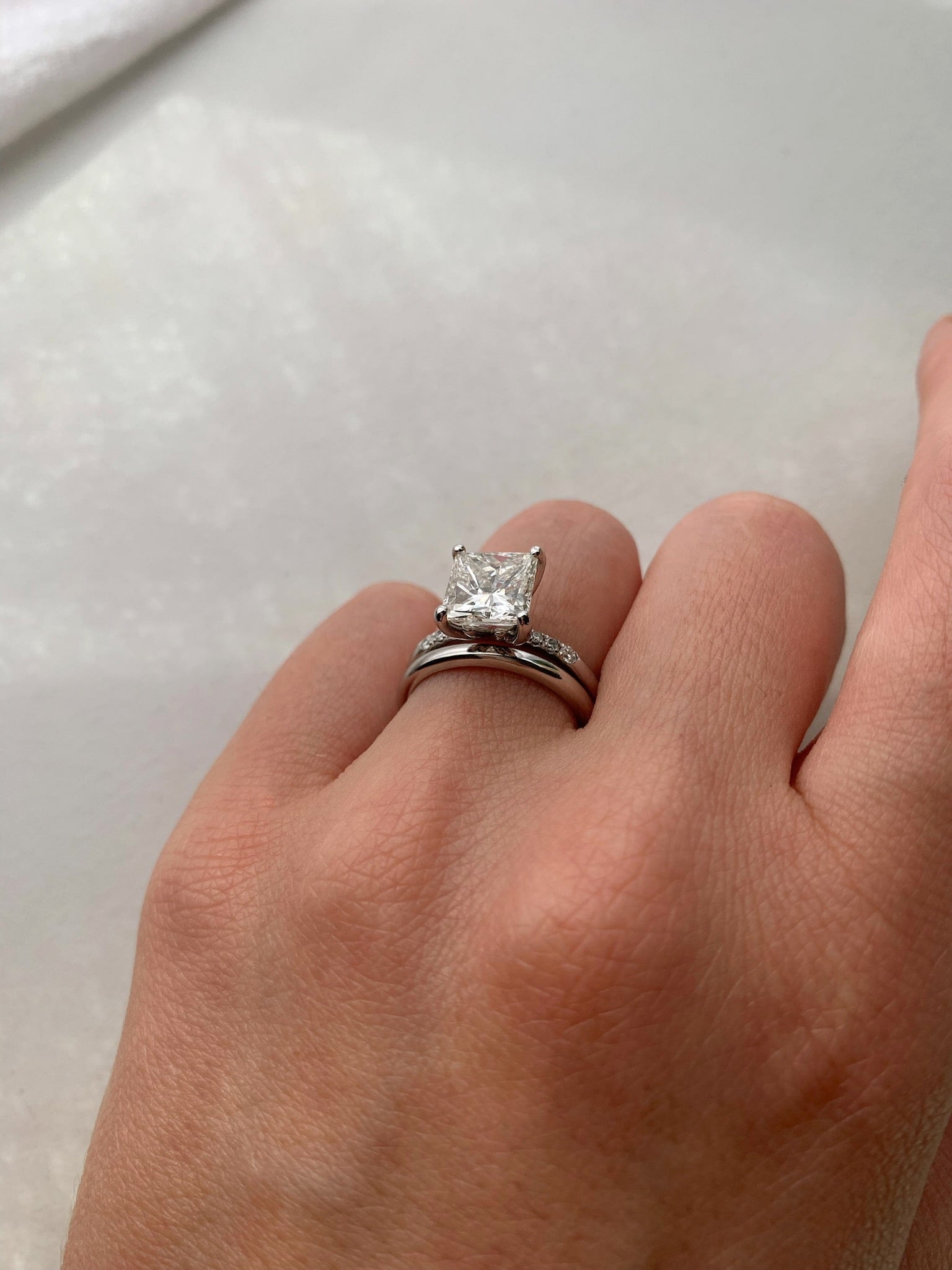Diamond and Plain Custom Wedding Band Kimiya
