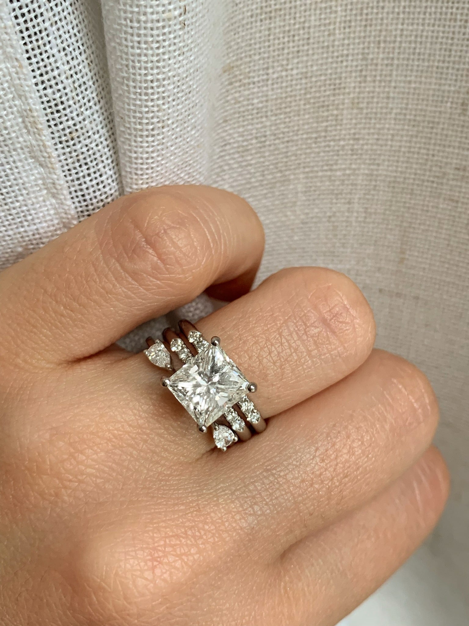 Open Pear Diamond Custom Wedding Band