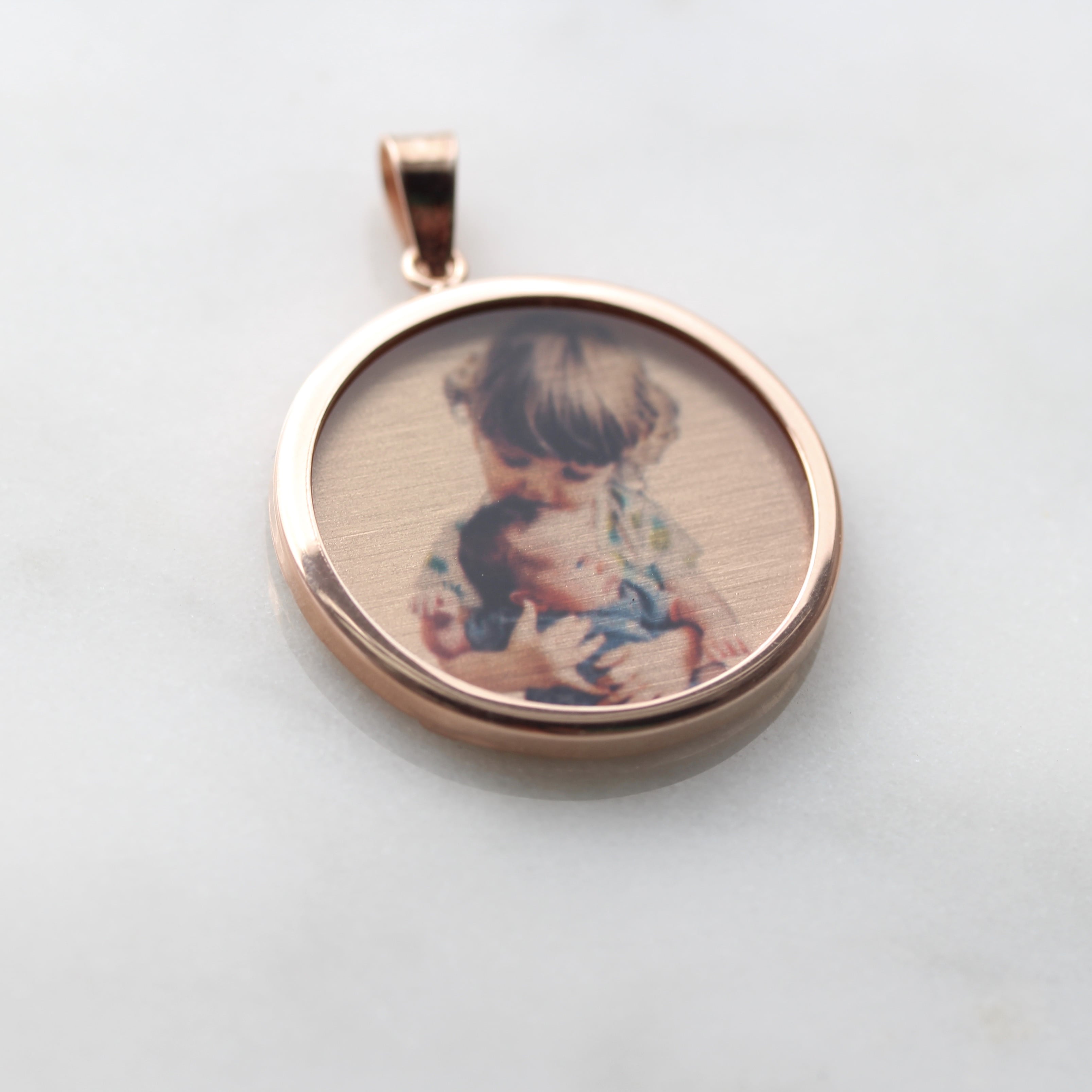 Gold Photo Pendant Disc Charm