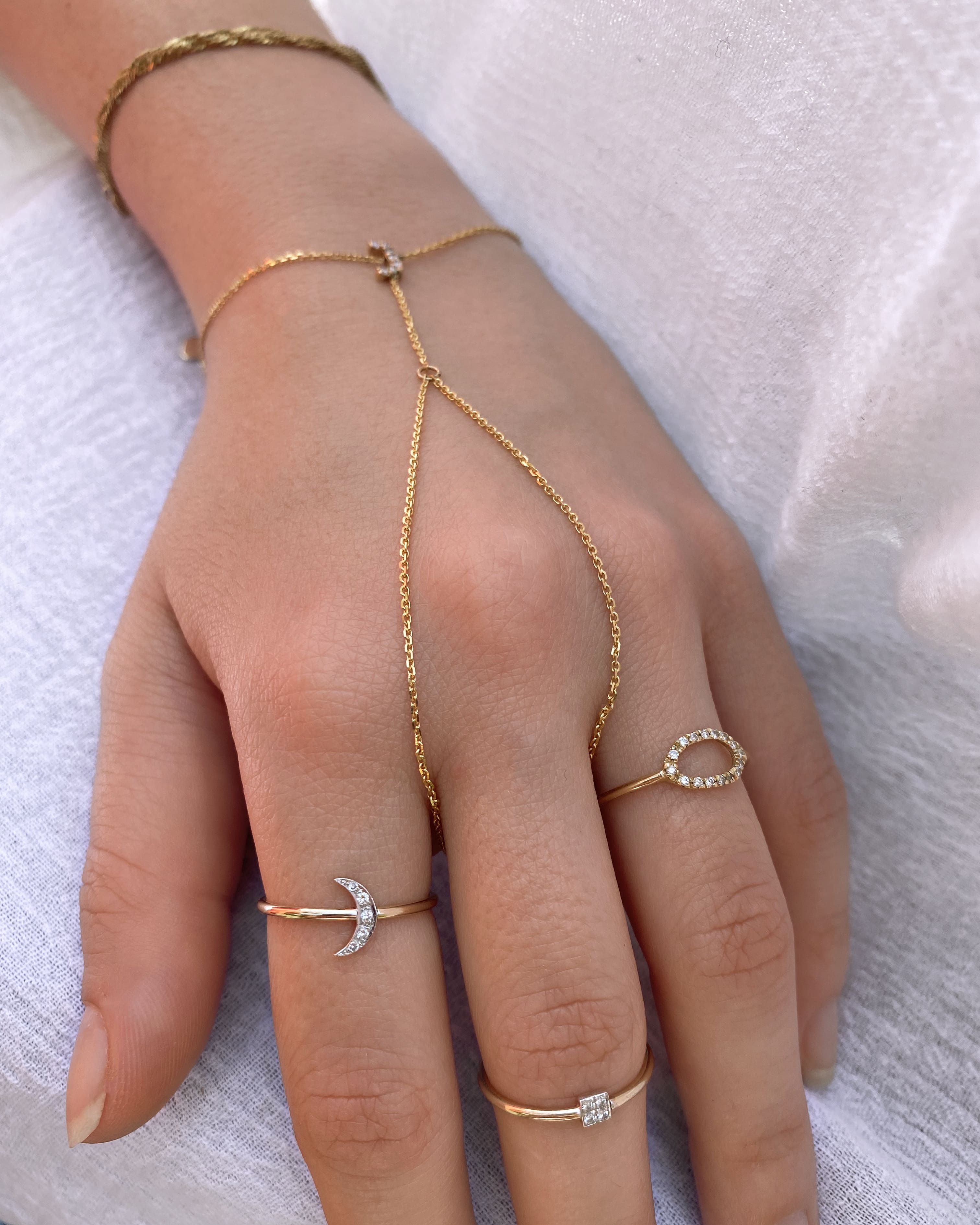 Mena Dainty Diamond Moon Ring