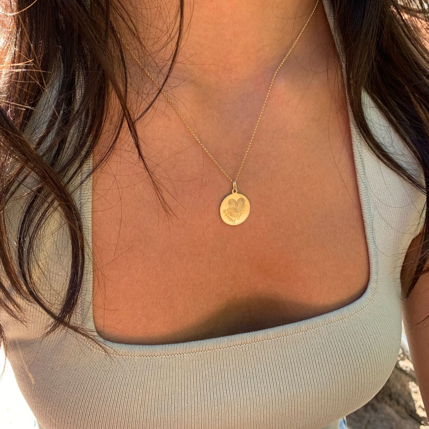 Fingerprint Engraving Coin Necklace