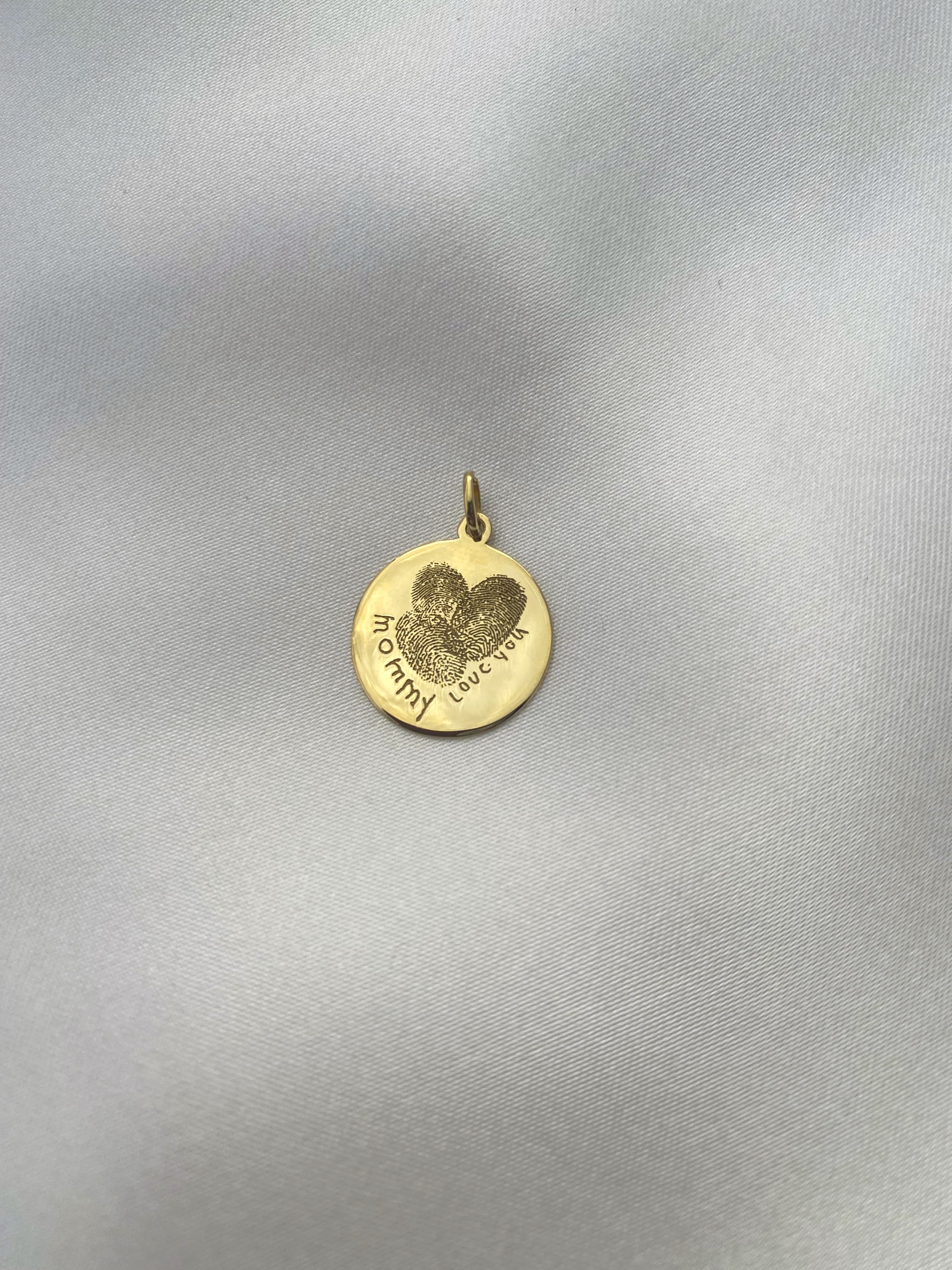 Fingerprint Engraving Coin Necklace