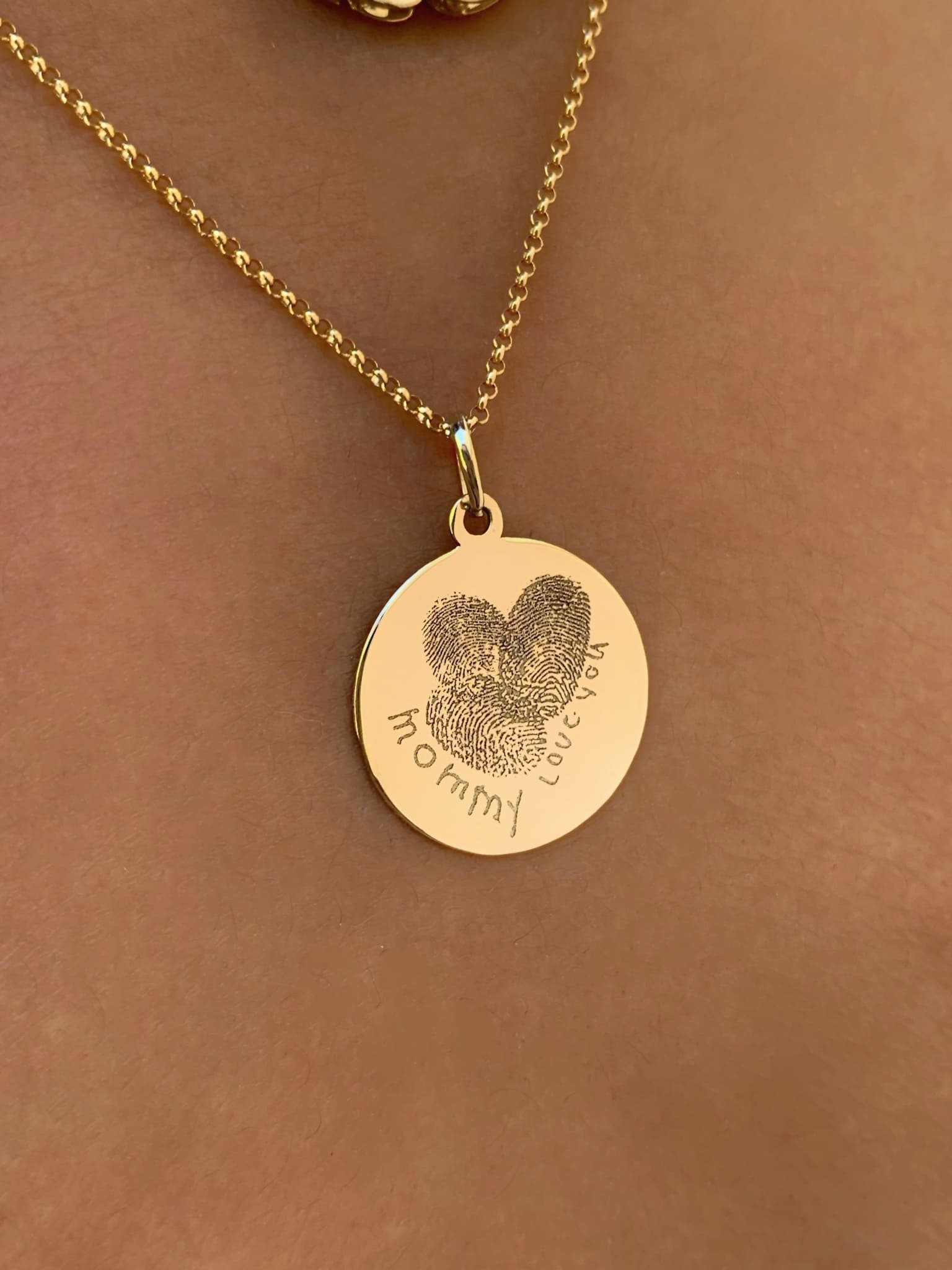 Fingerprint Engraving Coin Necklace