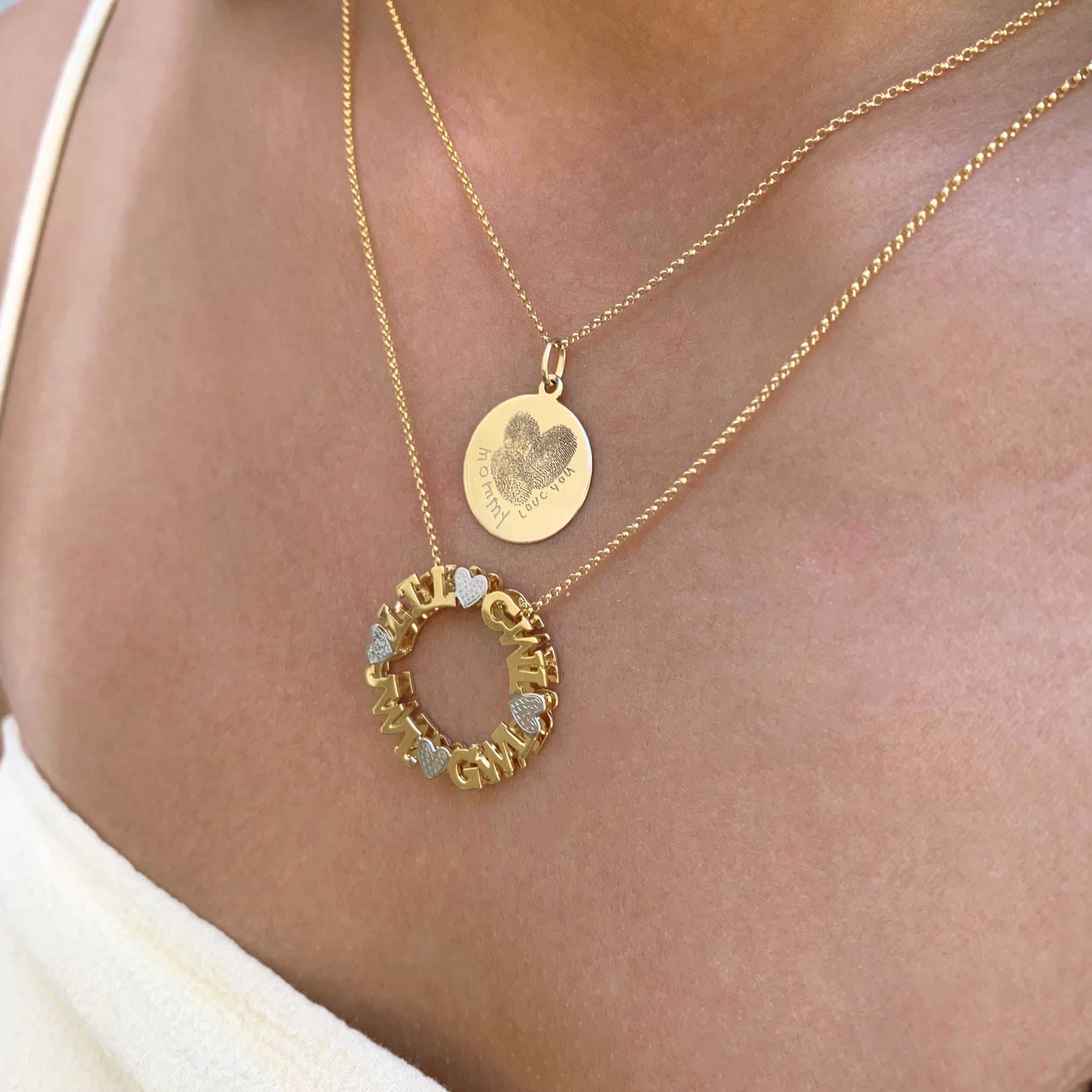 Fingerprint Engraving Coin Necklace