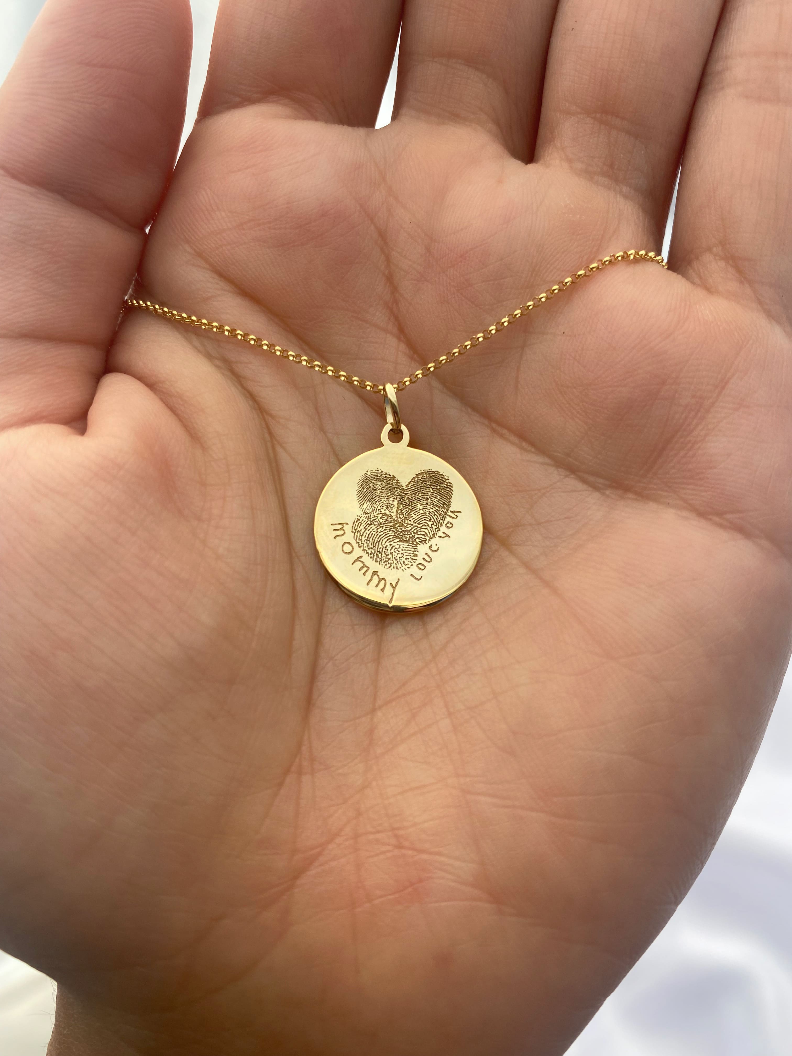 Fingerprint Engraving Coin Necklace