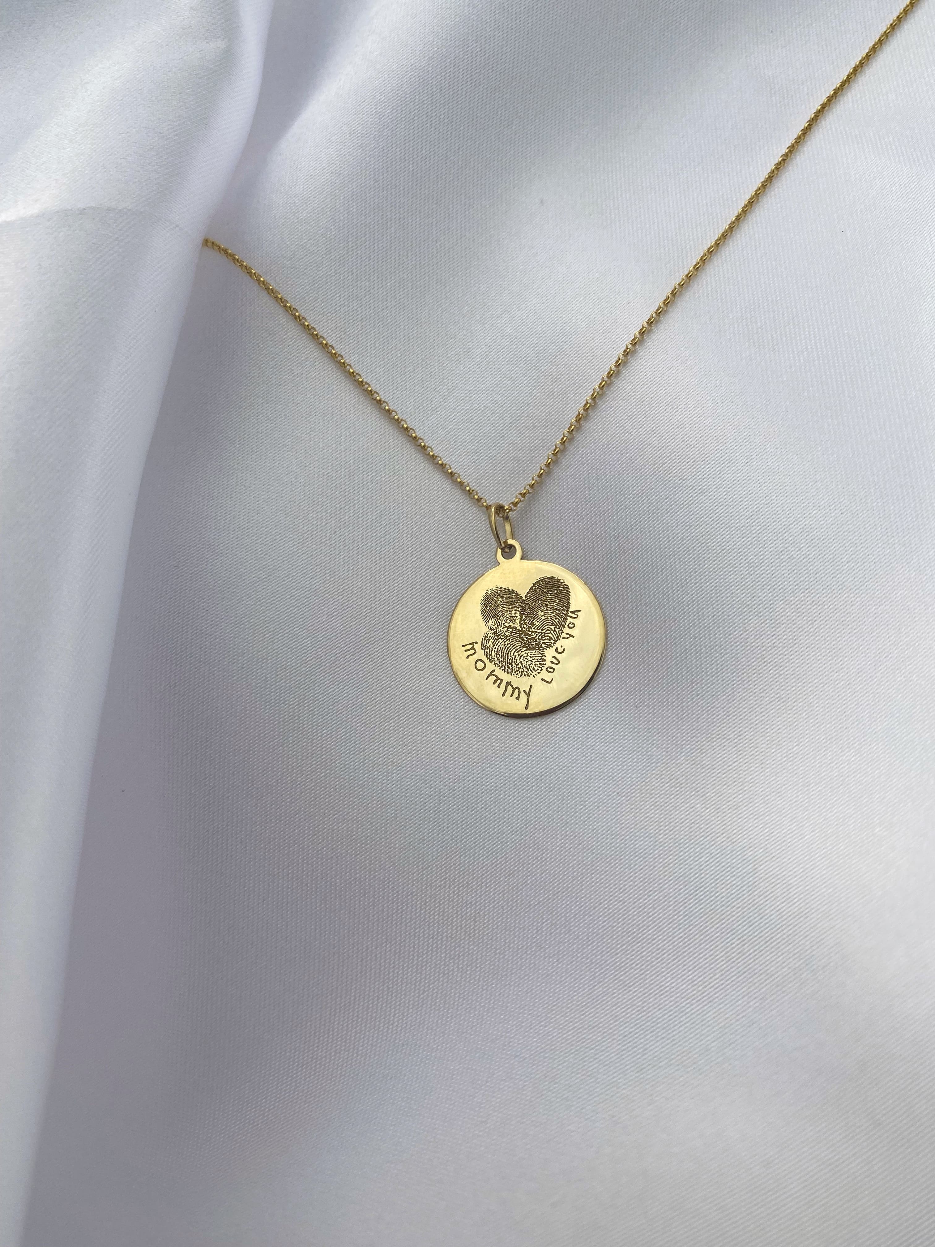 Fingerprint Engraving Coin Necklace