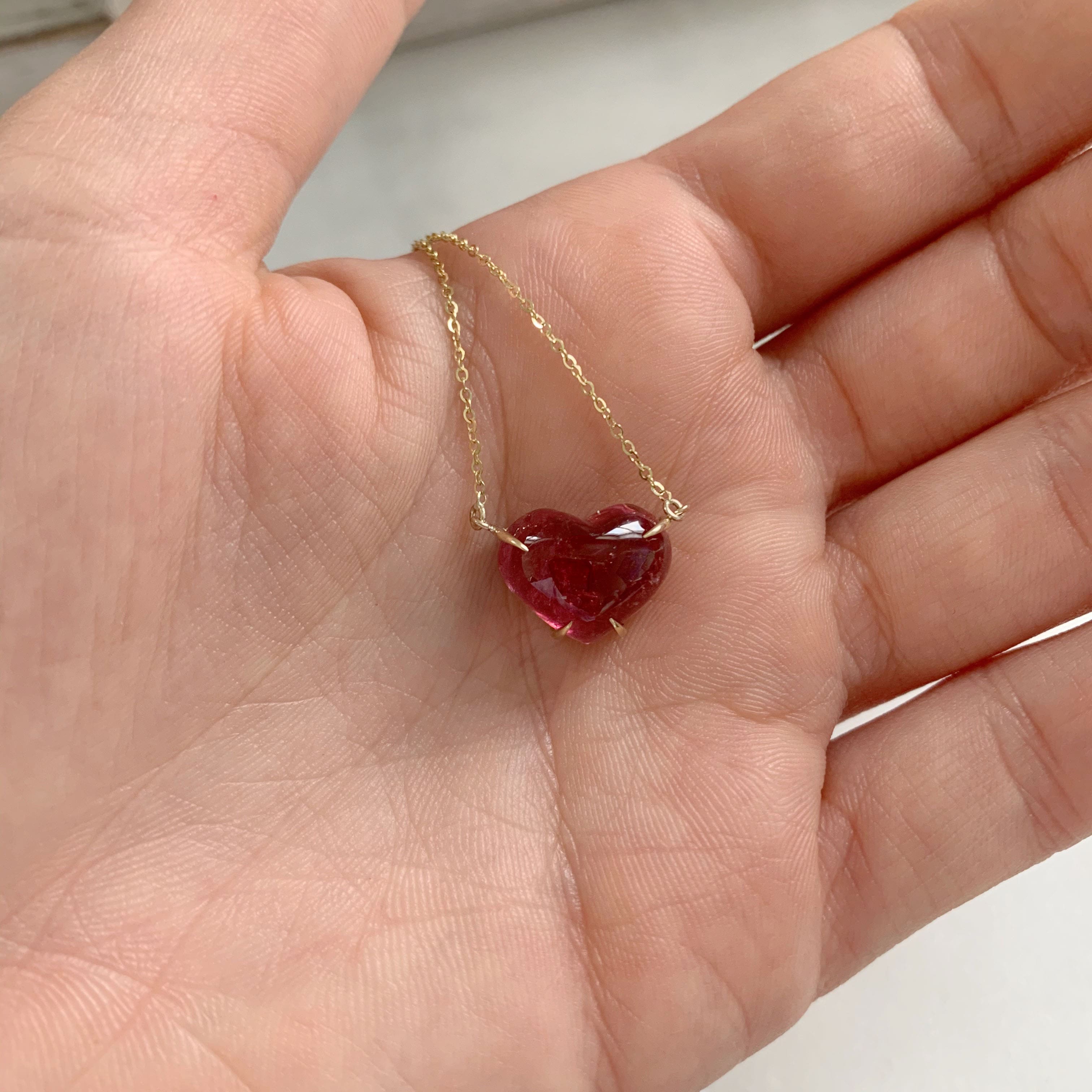 Solitaire Pink Tourmaline Heart Necklace