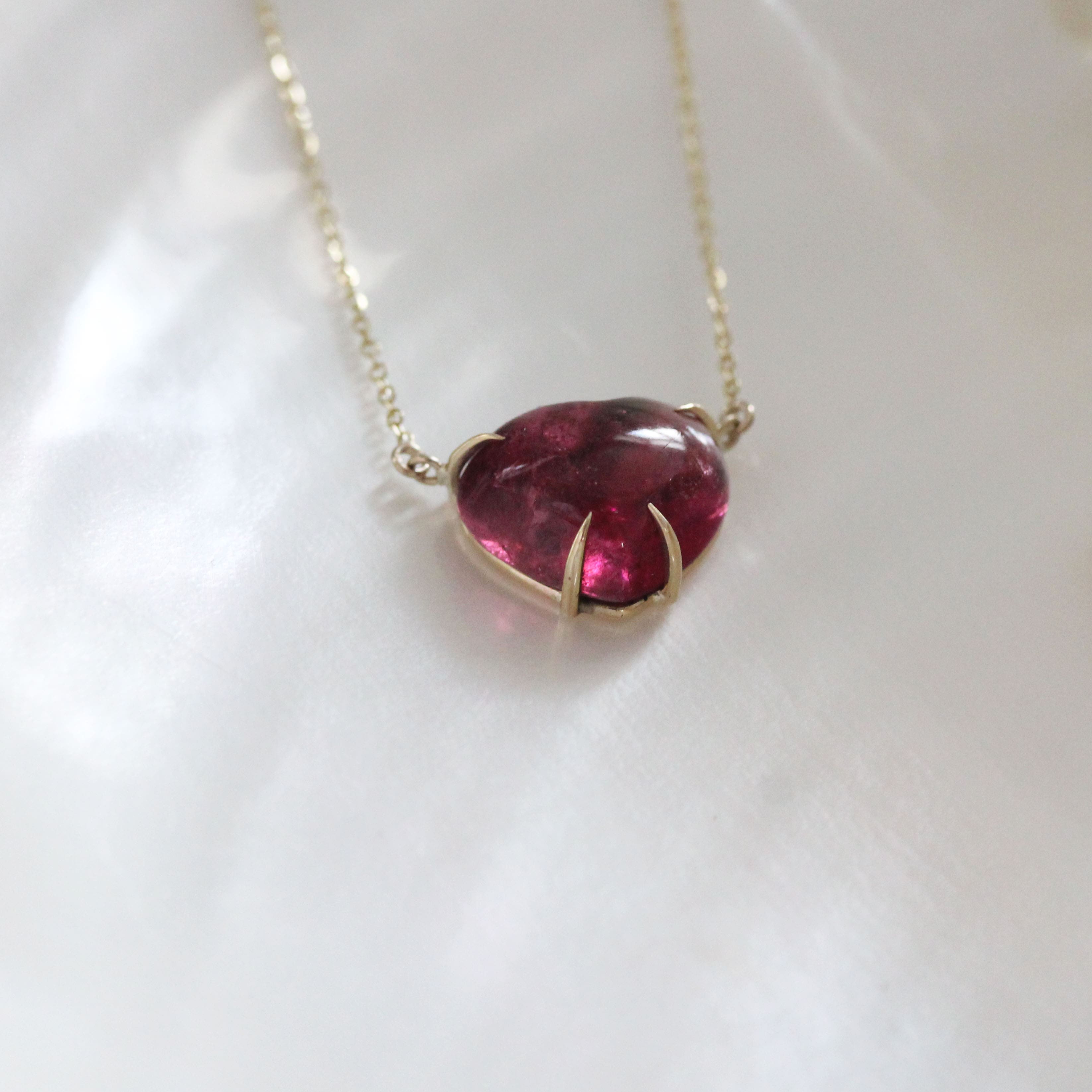 Solitaire Pink Tourmaline Heart Necklace