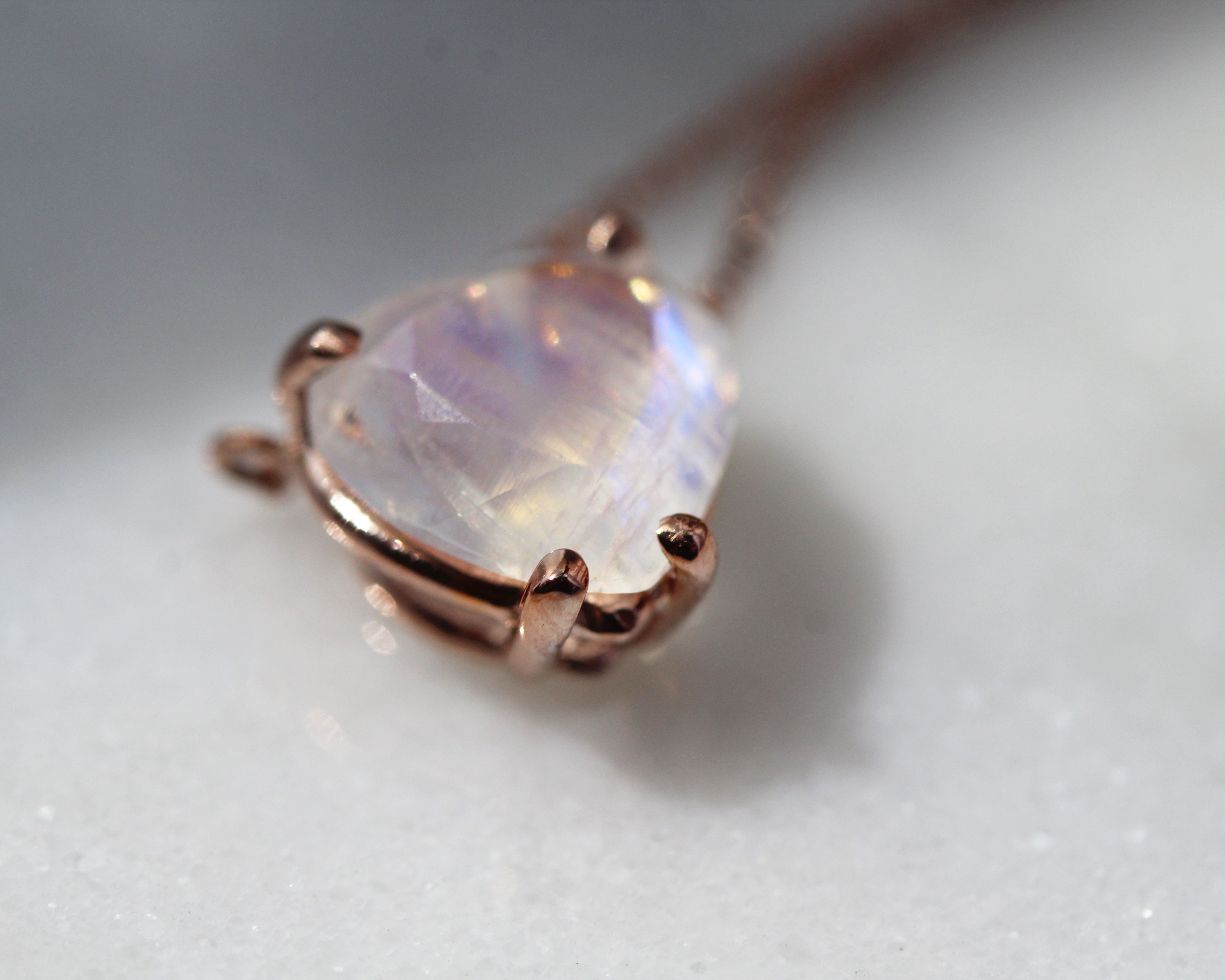 Dainty Solitaire Faceted Heart Moonstone Necklace