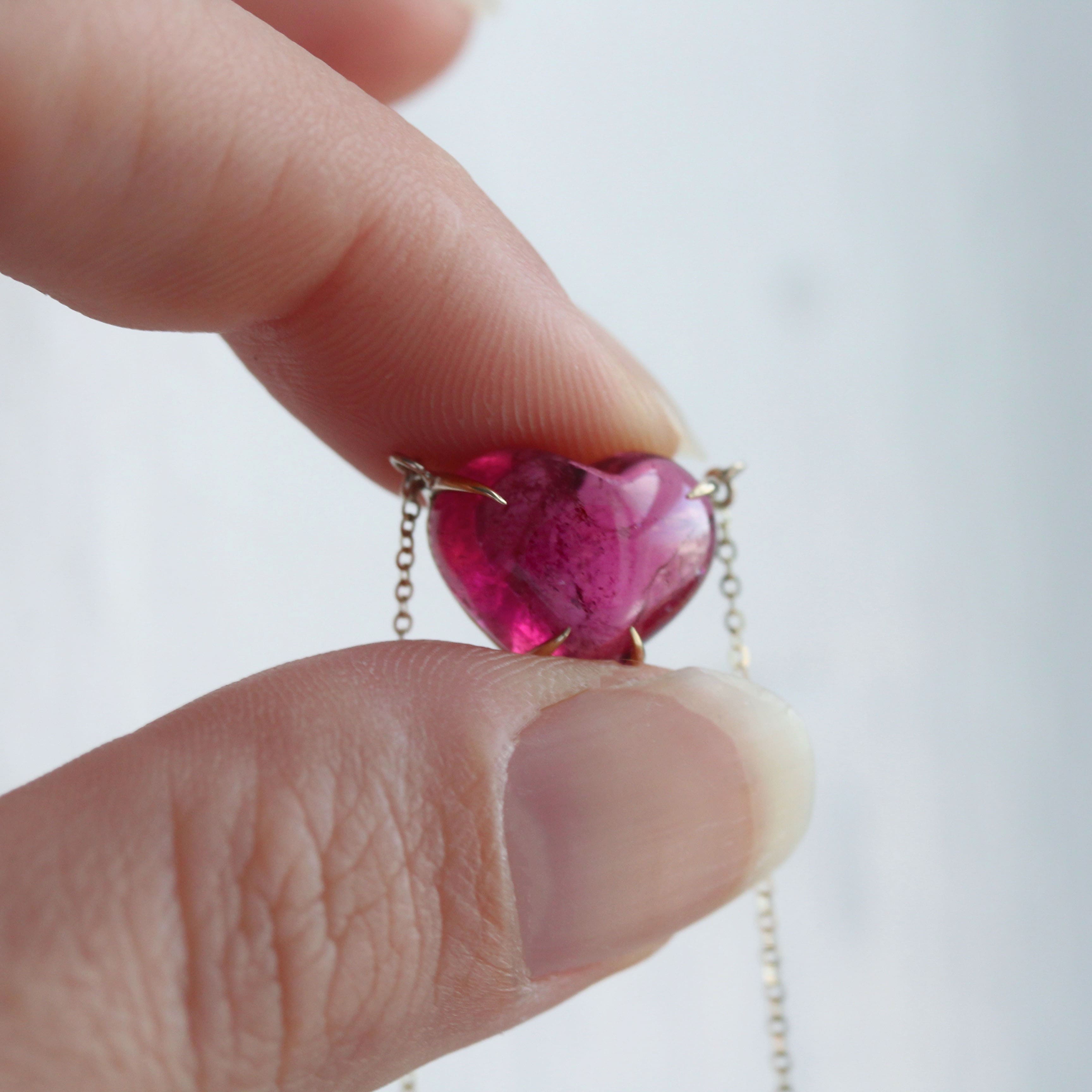 Solitaire Pink Tourmaline Heart Necklace