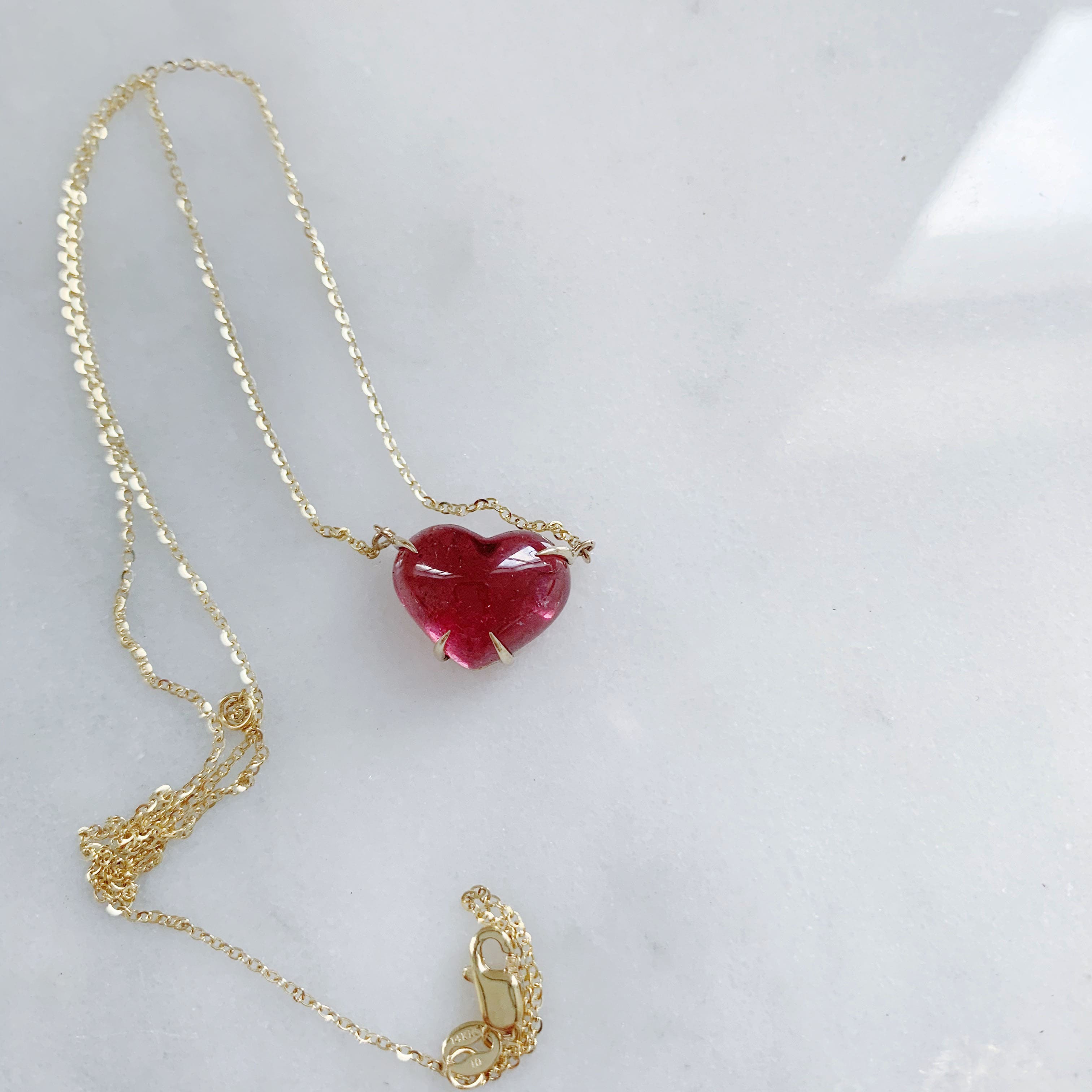 Solitaire Pink Tourmaline Heart Necklace