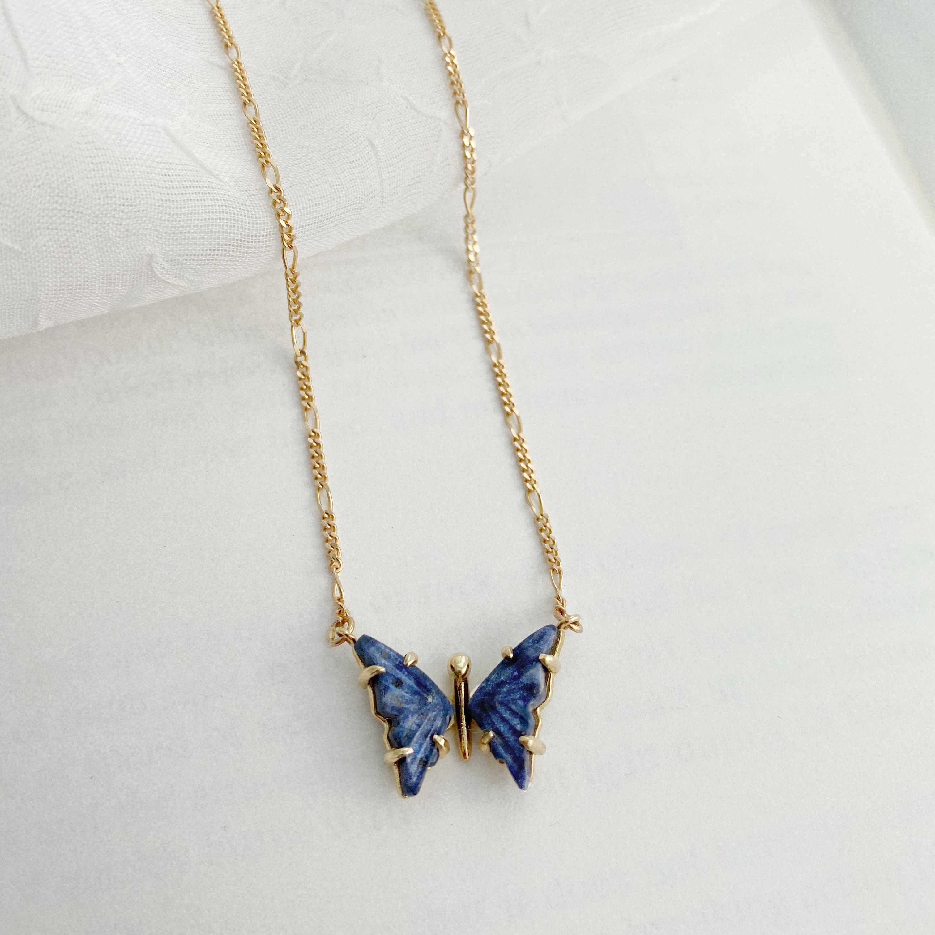 Blue Quartz Butterfly Necklace