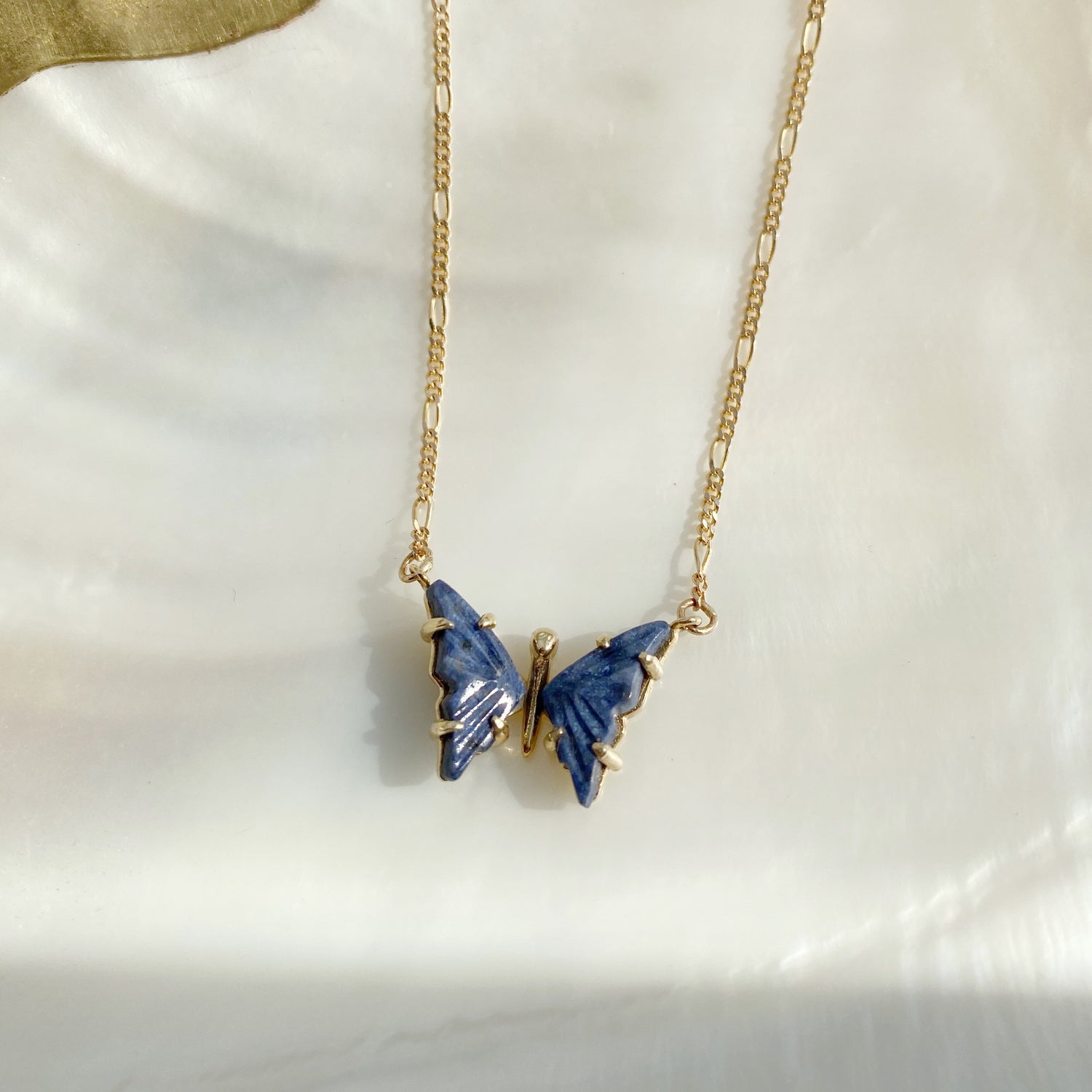 Blue Quartz Butterfly Necklace