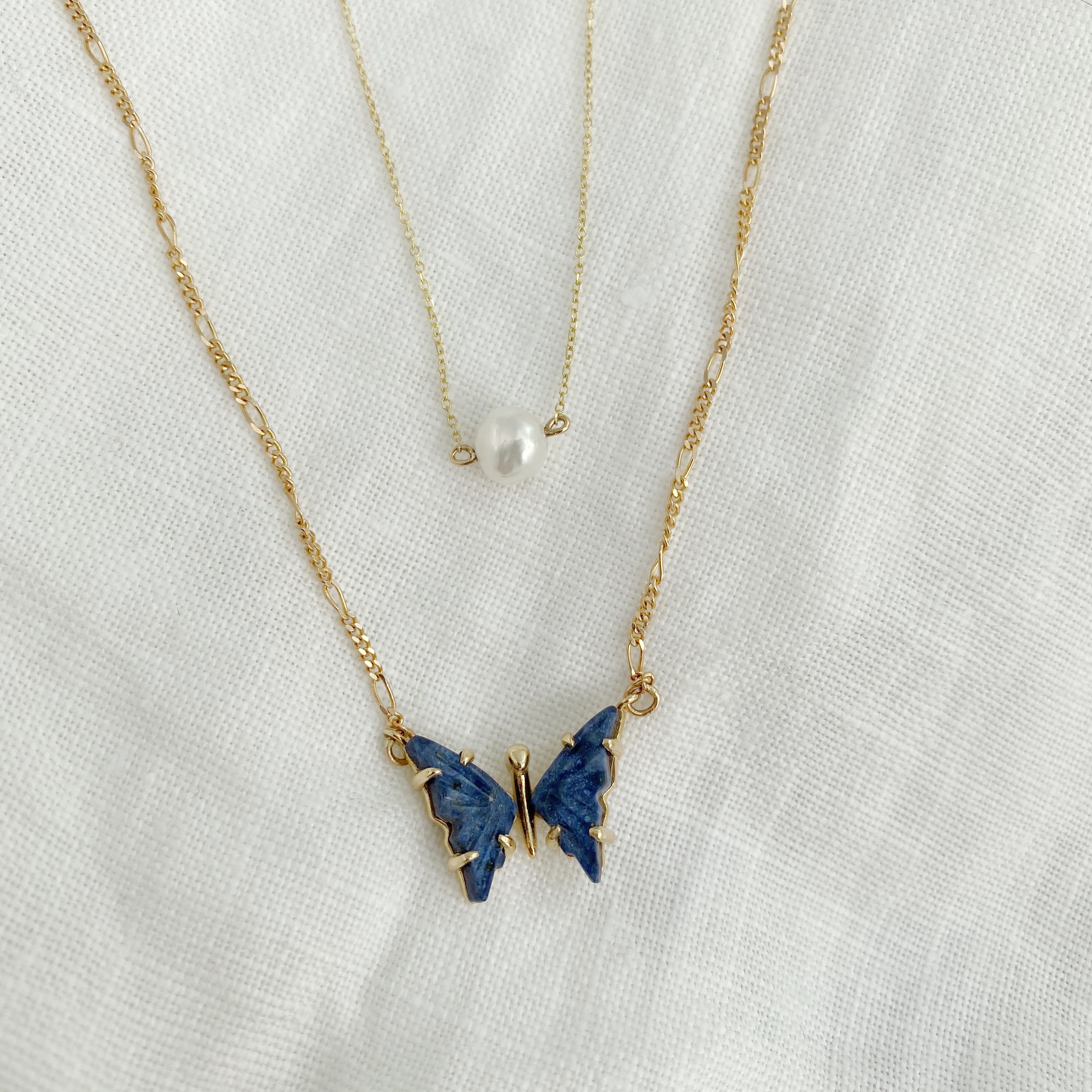 Blue Quartz Butterfly Necklace