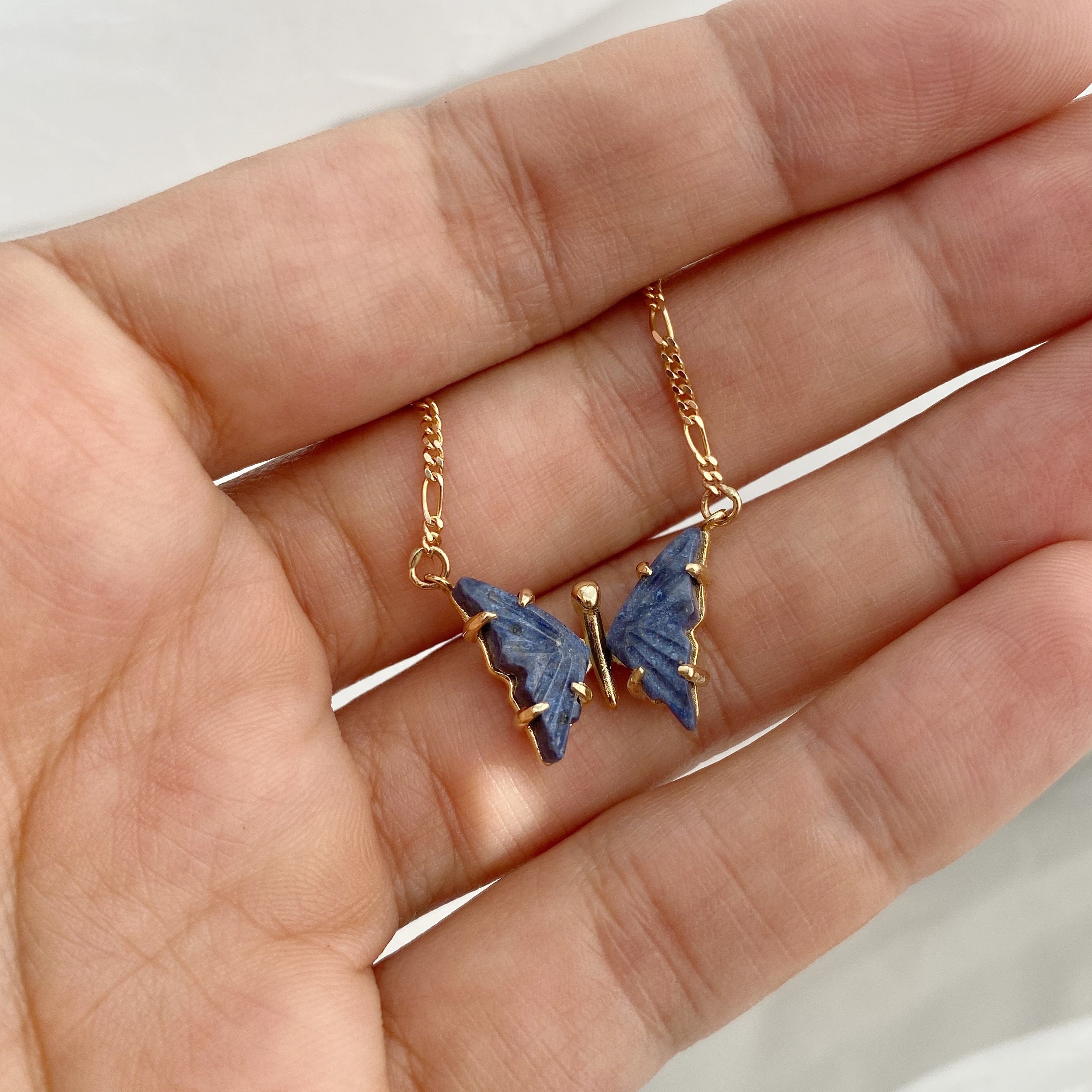 Blue Quartz Butterfly Necklace