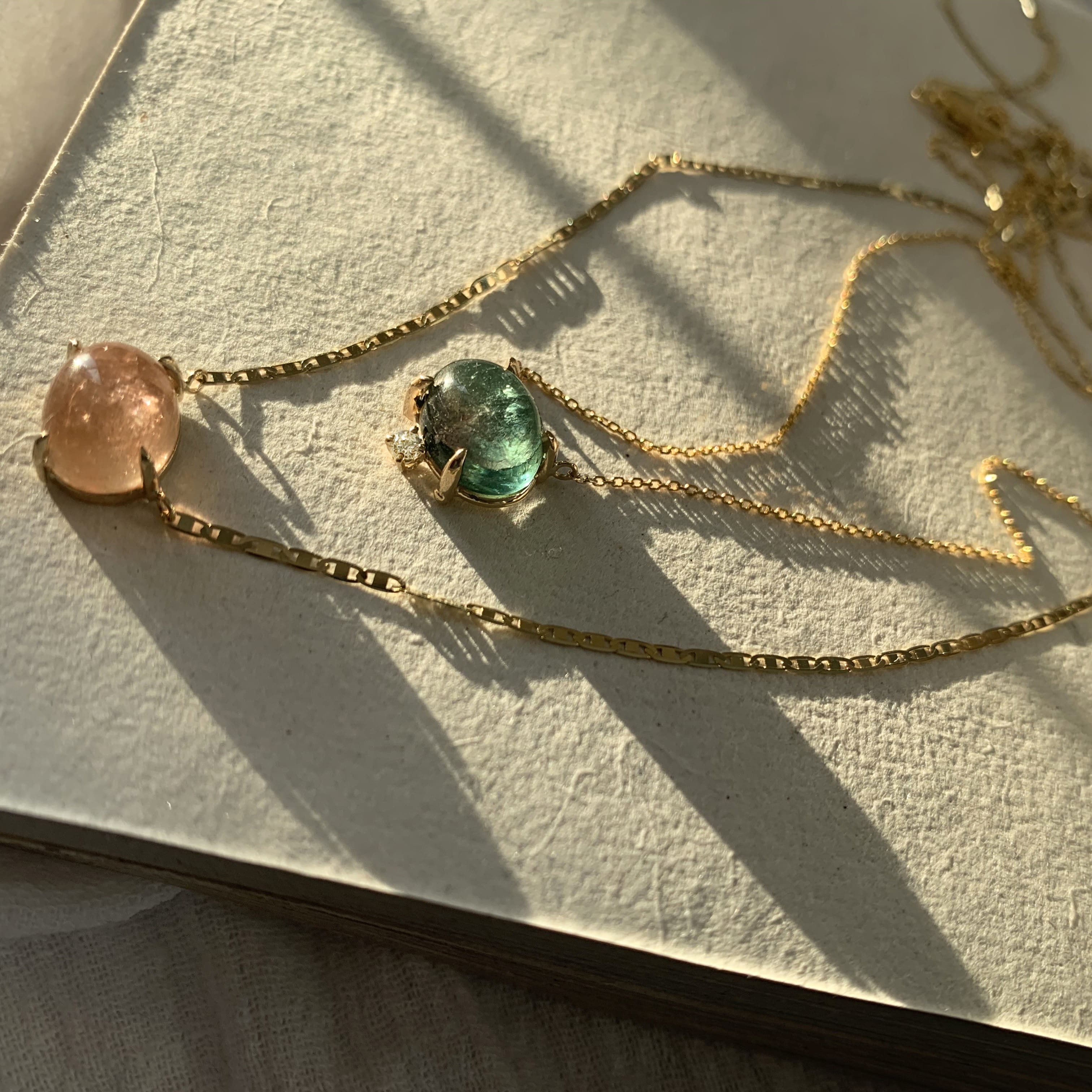 Dainty Tourmaline and Diamond Necklace