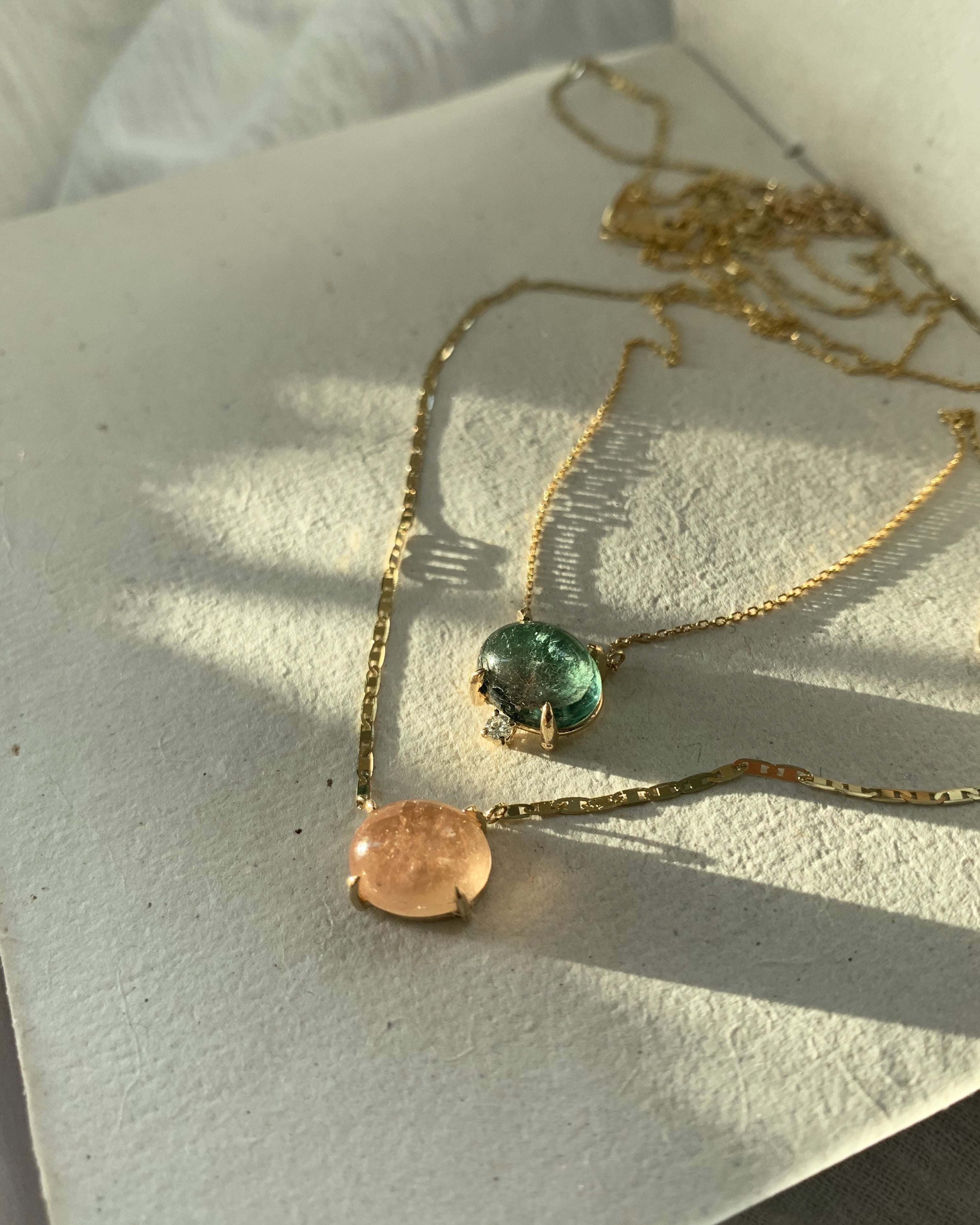 Dainty Tourmaline and Diamond Necklace