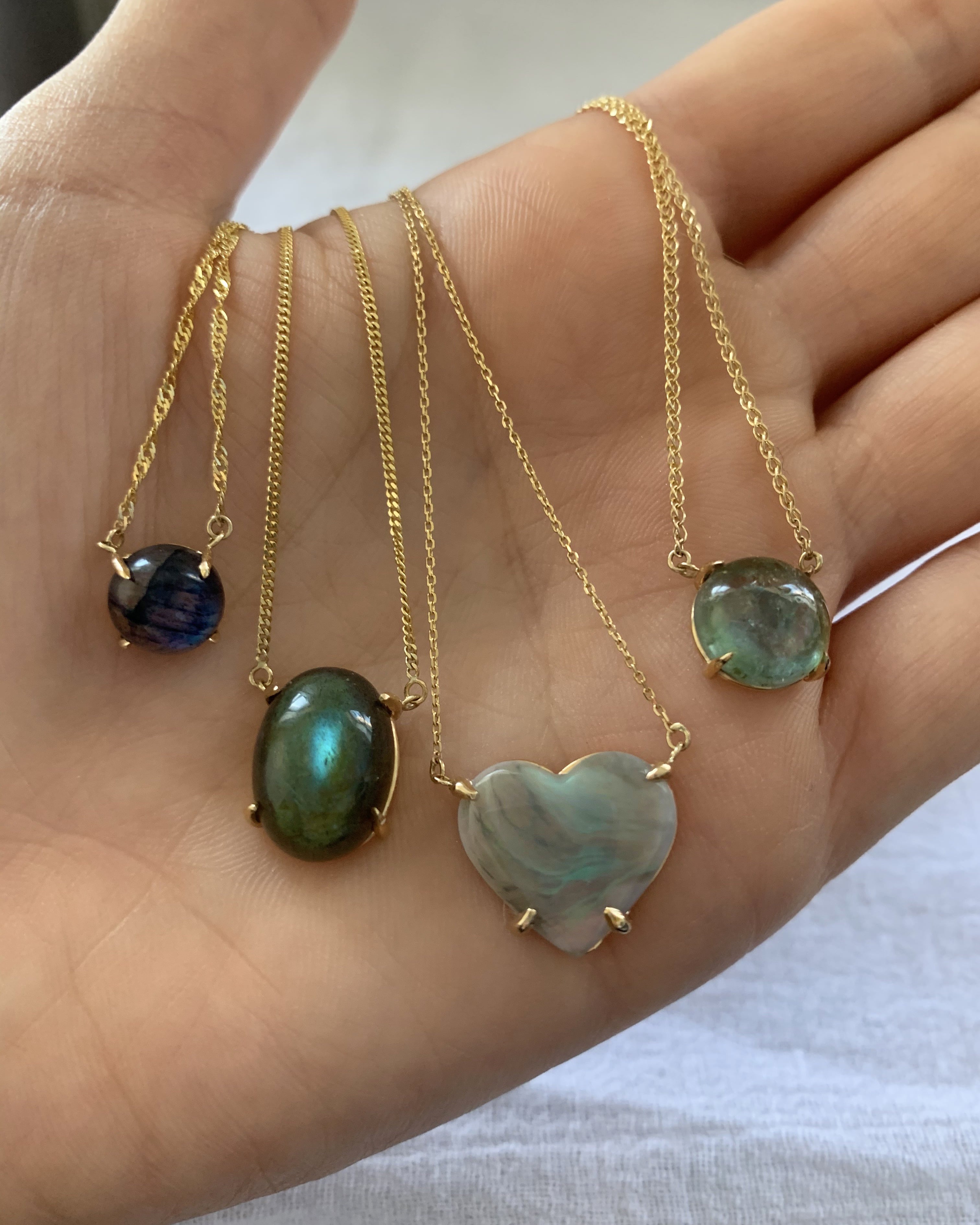 Dainty Round Labradorite Solitaire Necklace