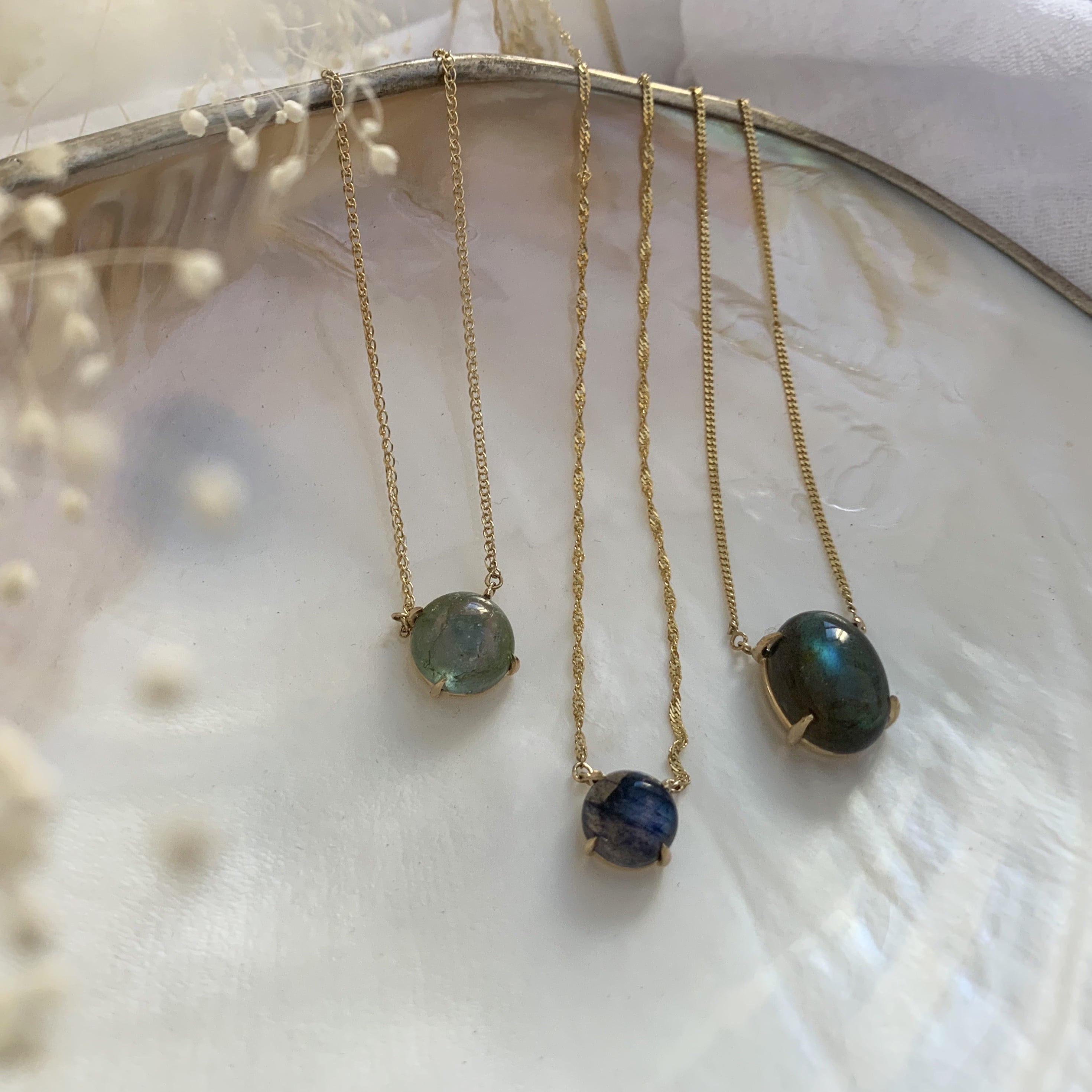 Dainty Round Labradorite Solitaire Necklace