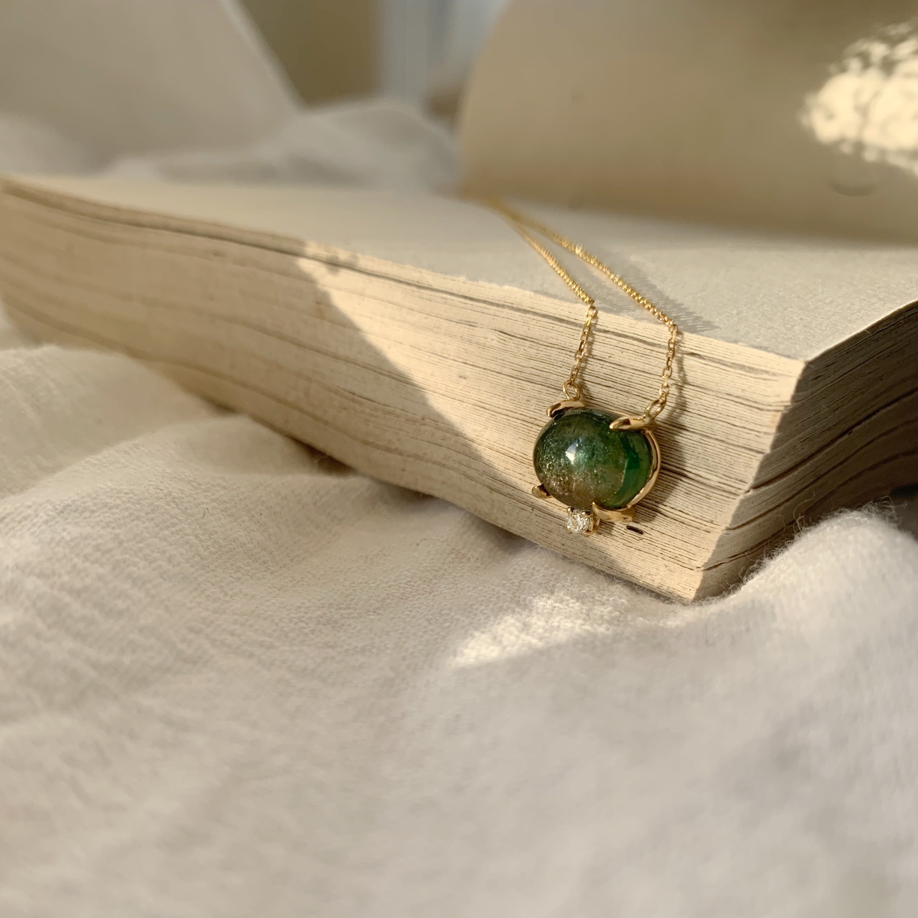 Dainty Tourmaline and Diamond Necklace