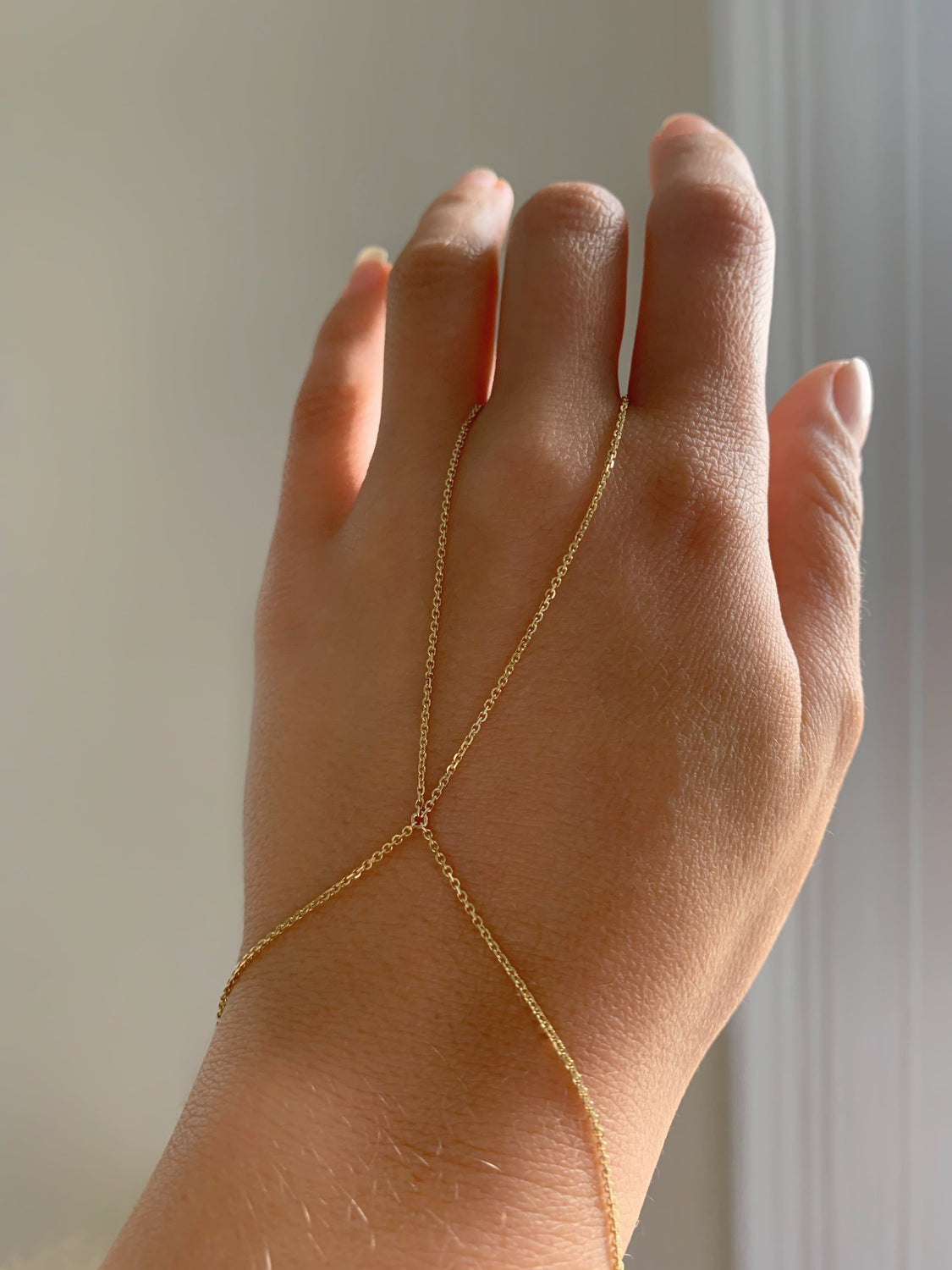 14k Solid Gold Hand Chain