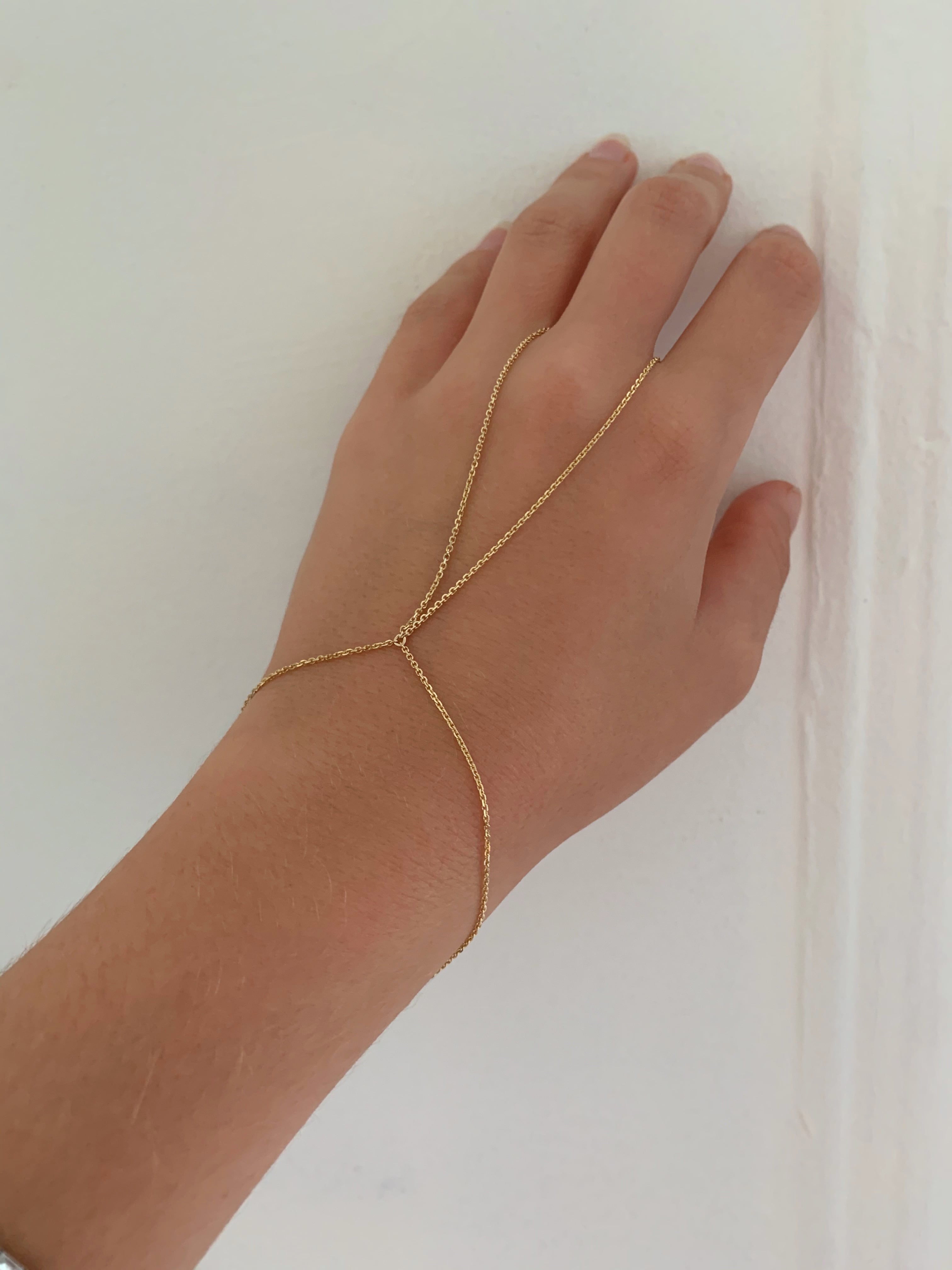 14k Solid Gold Hand Chain