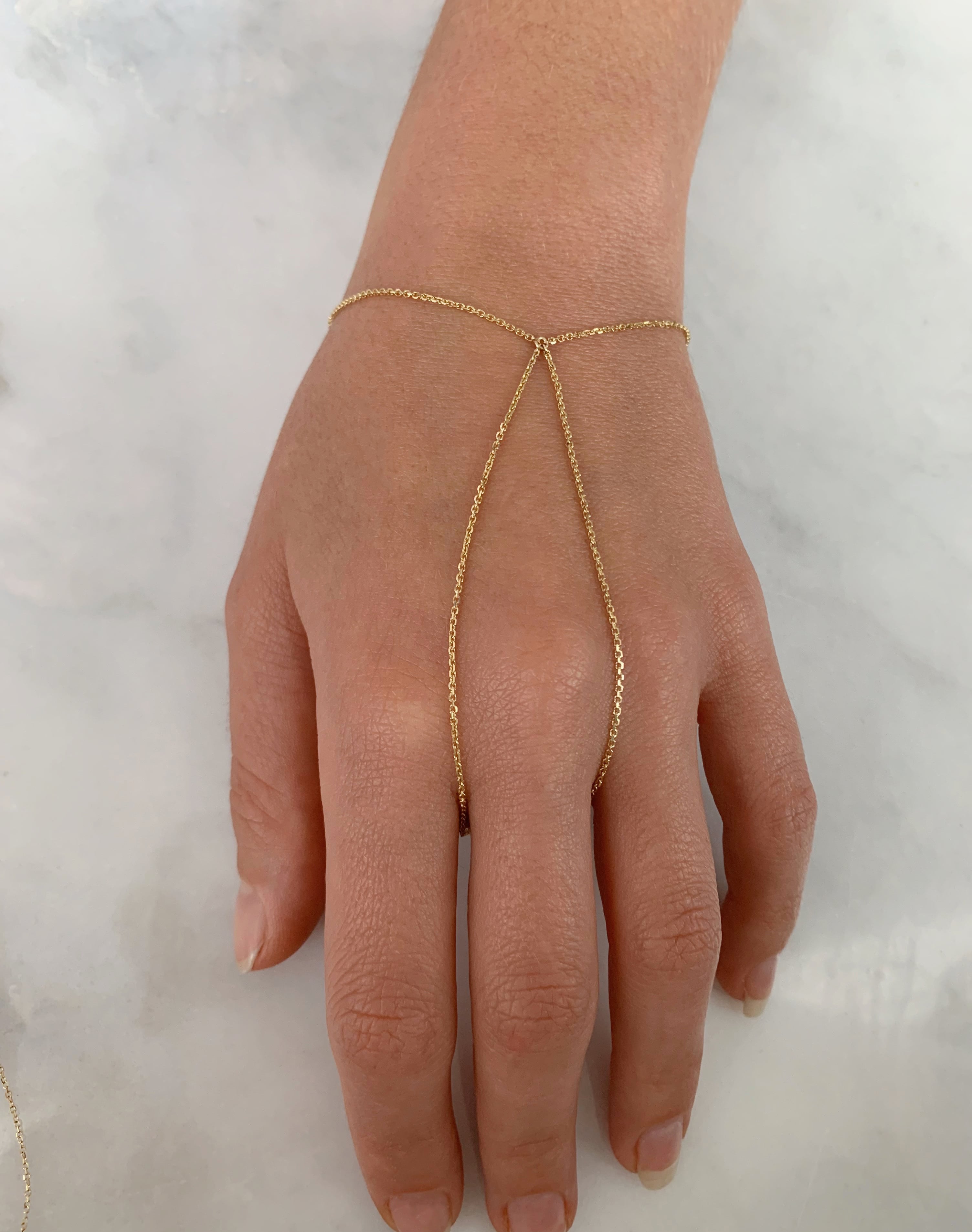 14k Solid Gold Hand Chain