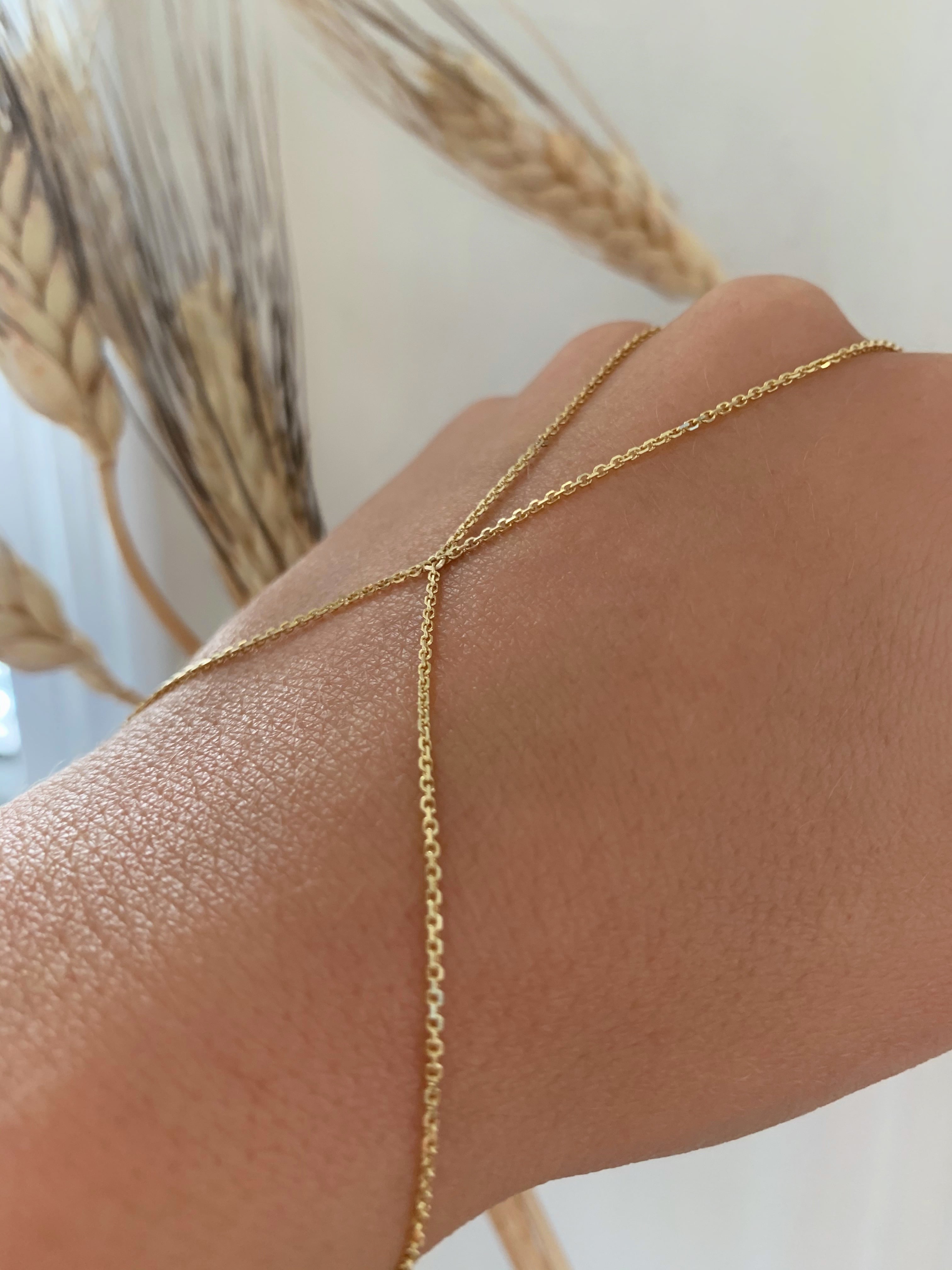 14k Solid Gold Hand Chain