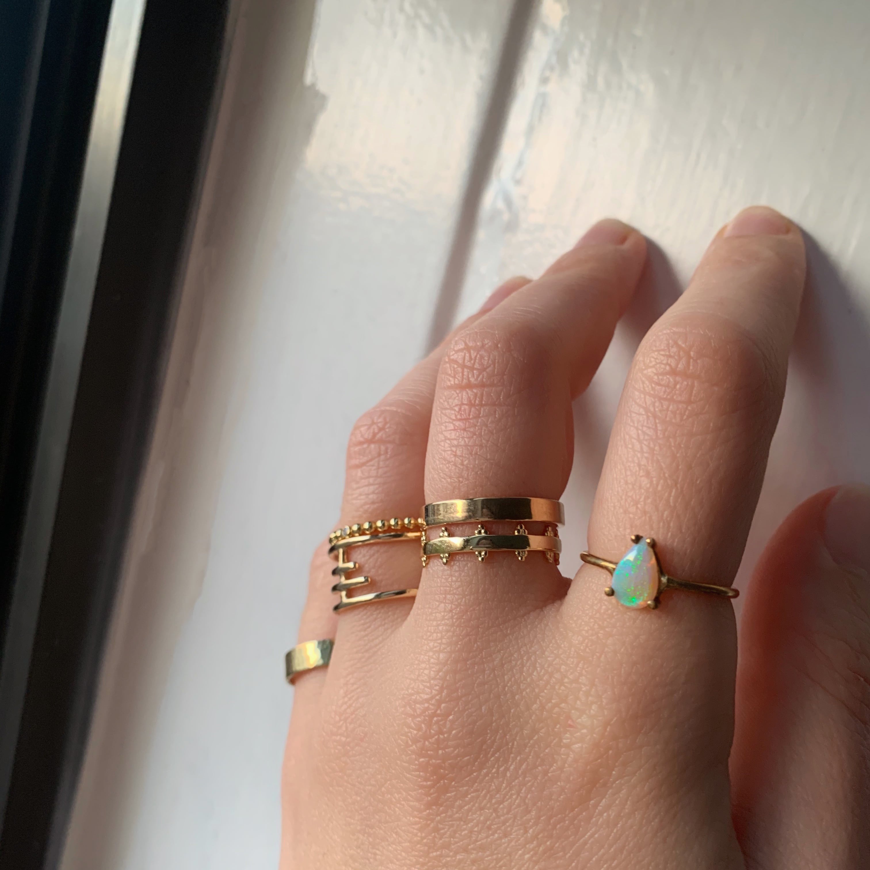 Natural Teardrop Opal Ring