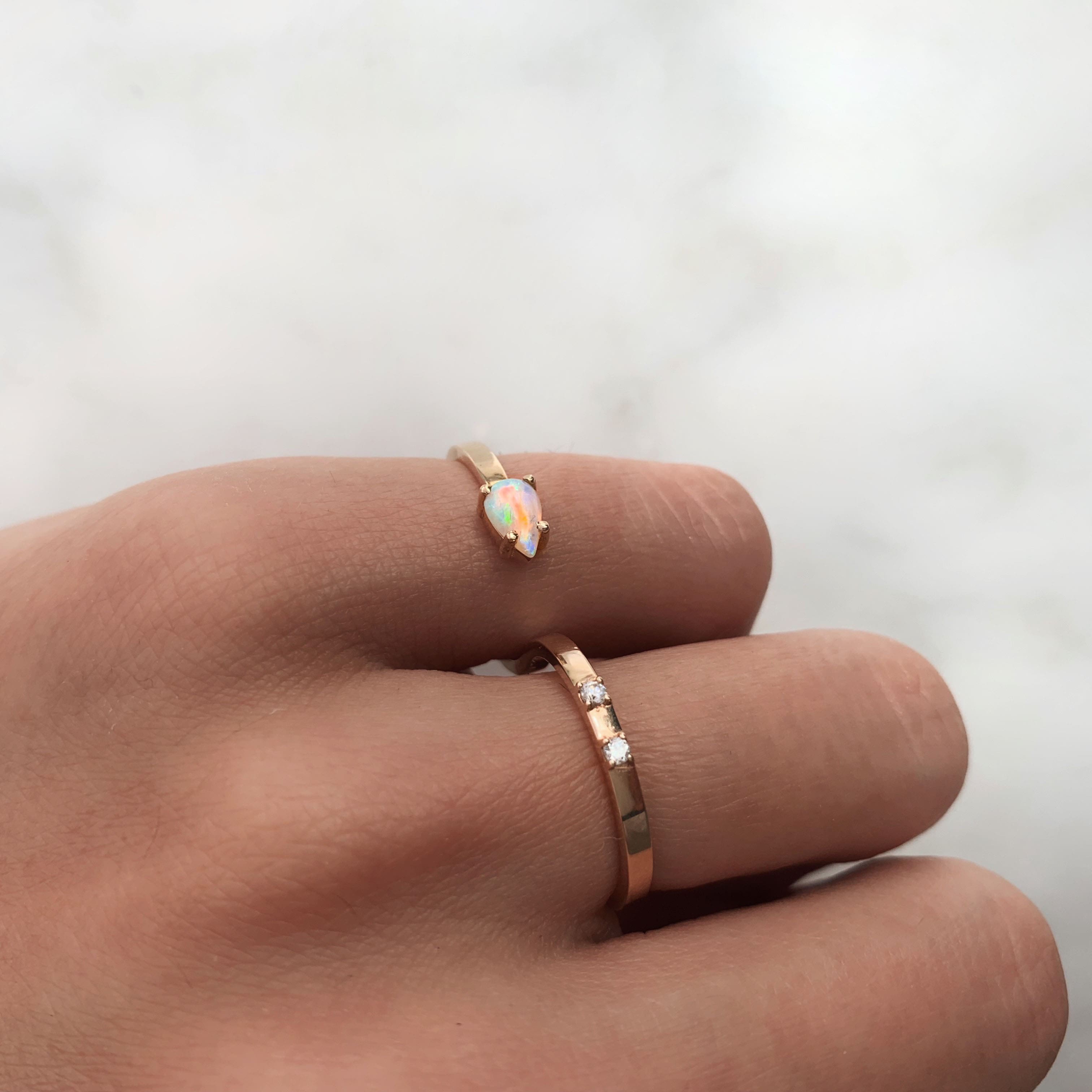 Indrani Opal and Diamond Double Ring