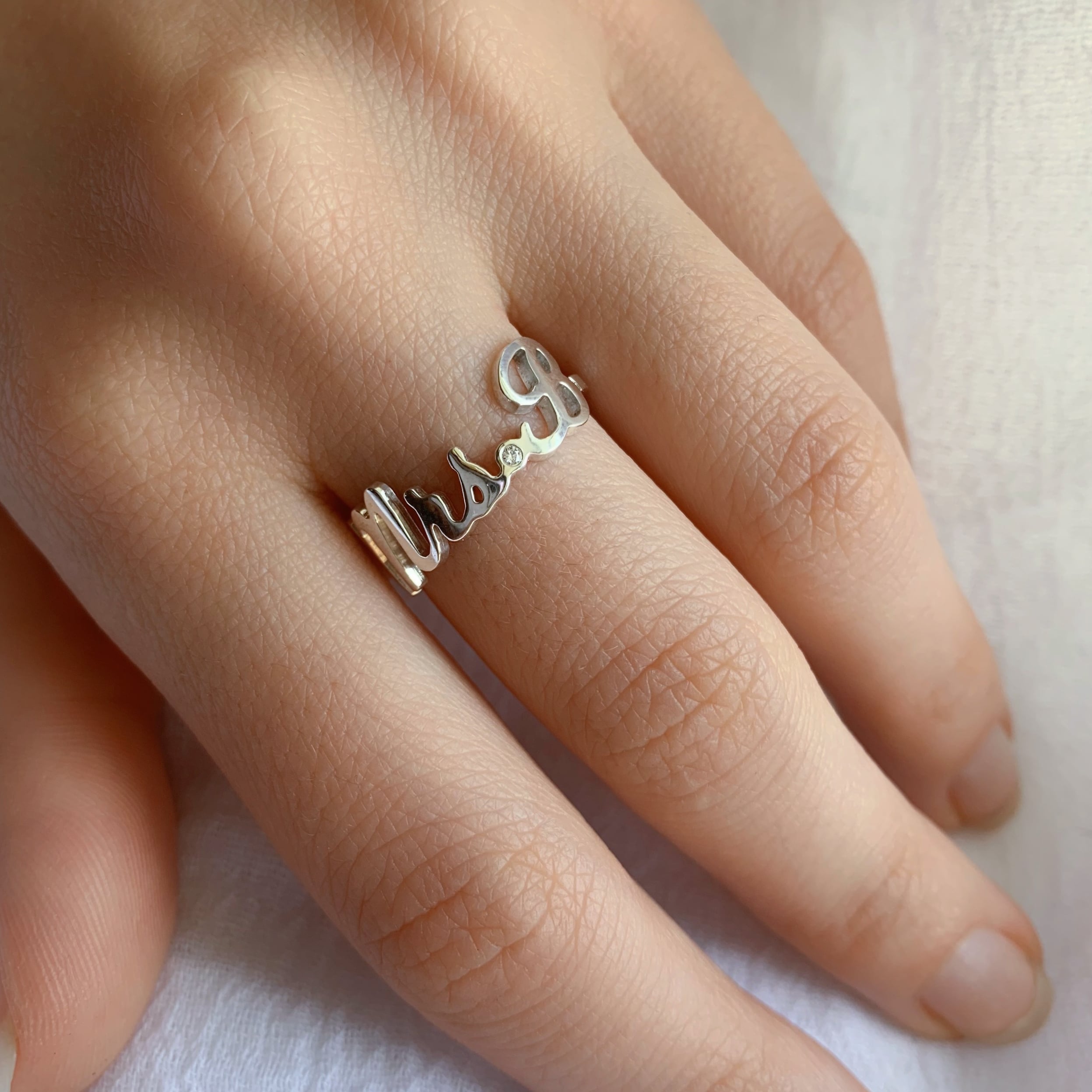 Baby on sale name ring