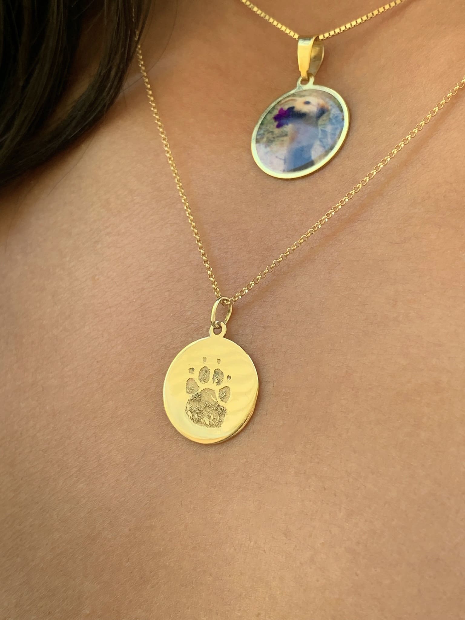 Paw Print Engraving Coin Necklace