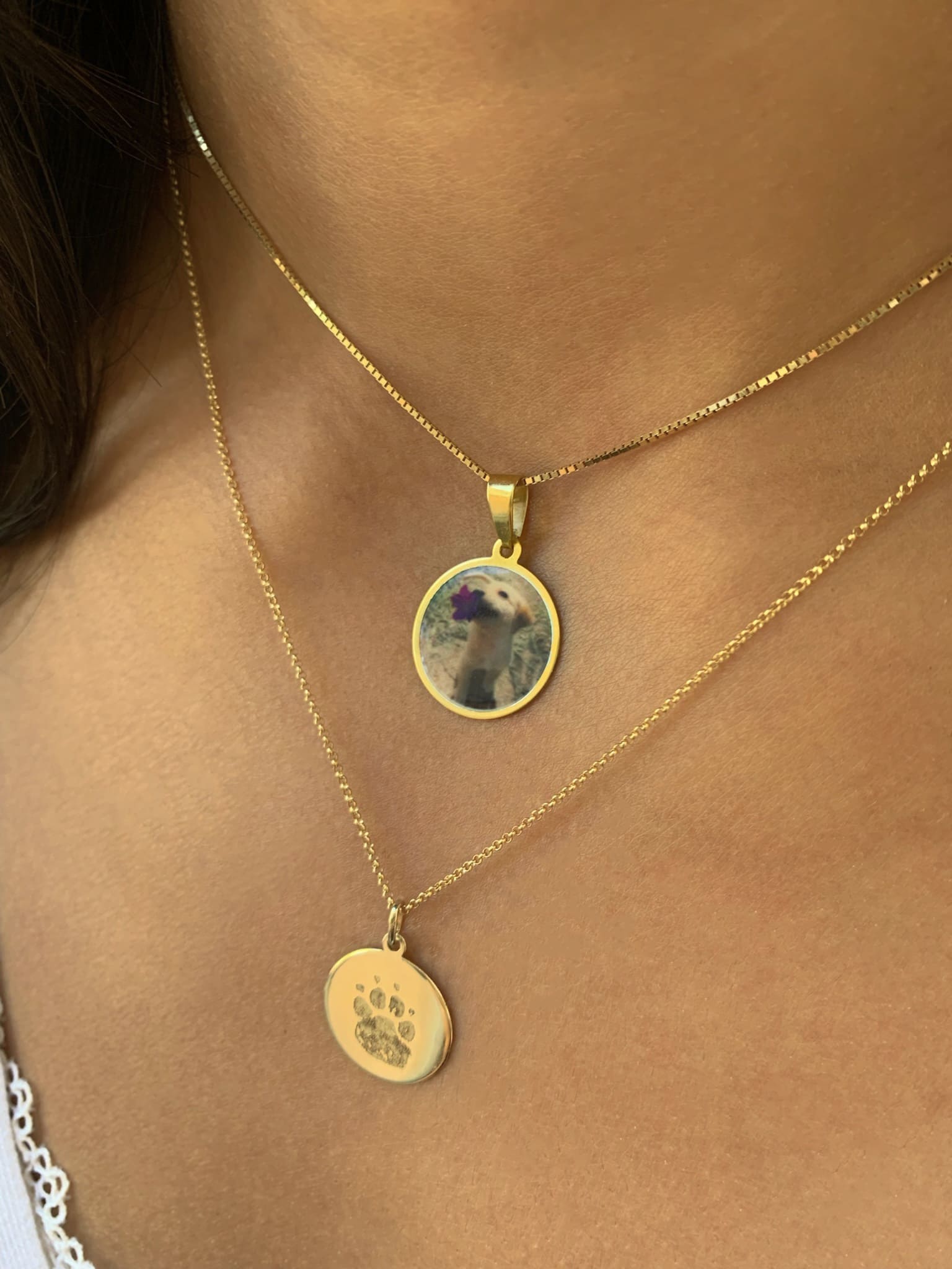 Paw Print Engraving Coin Necklace