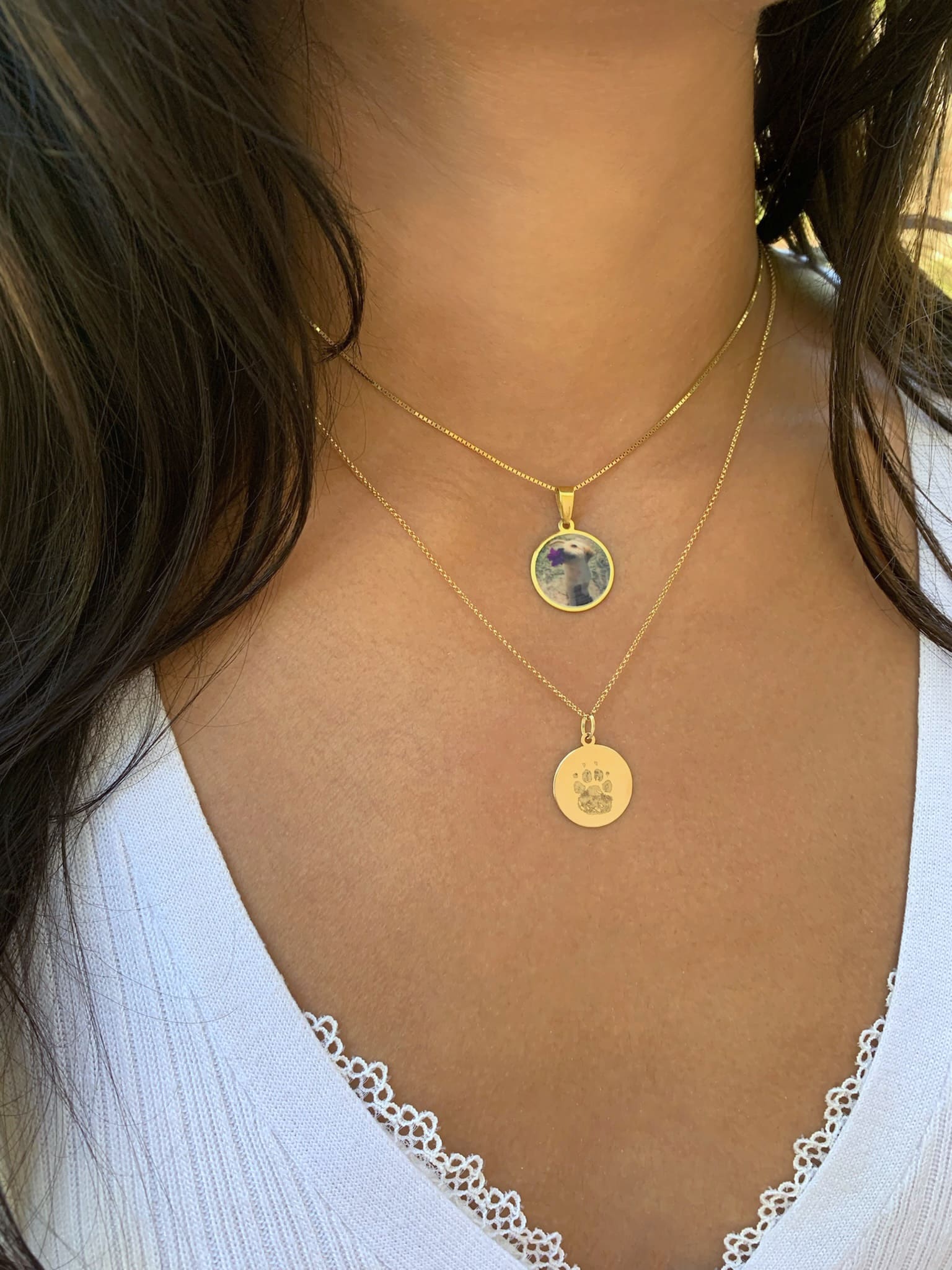 Paw Print Engraving Coin Necklace