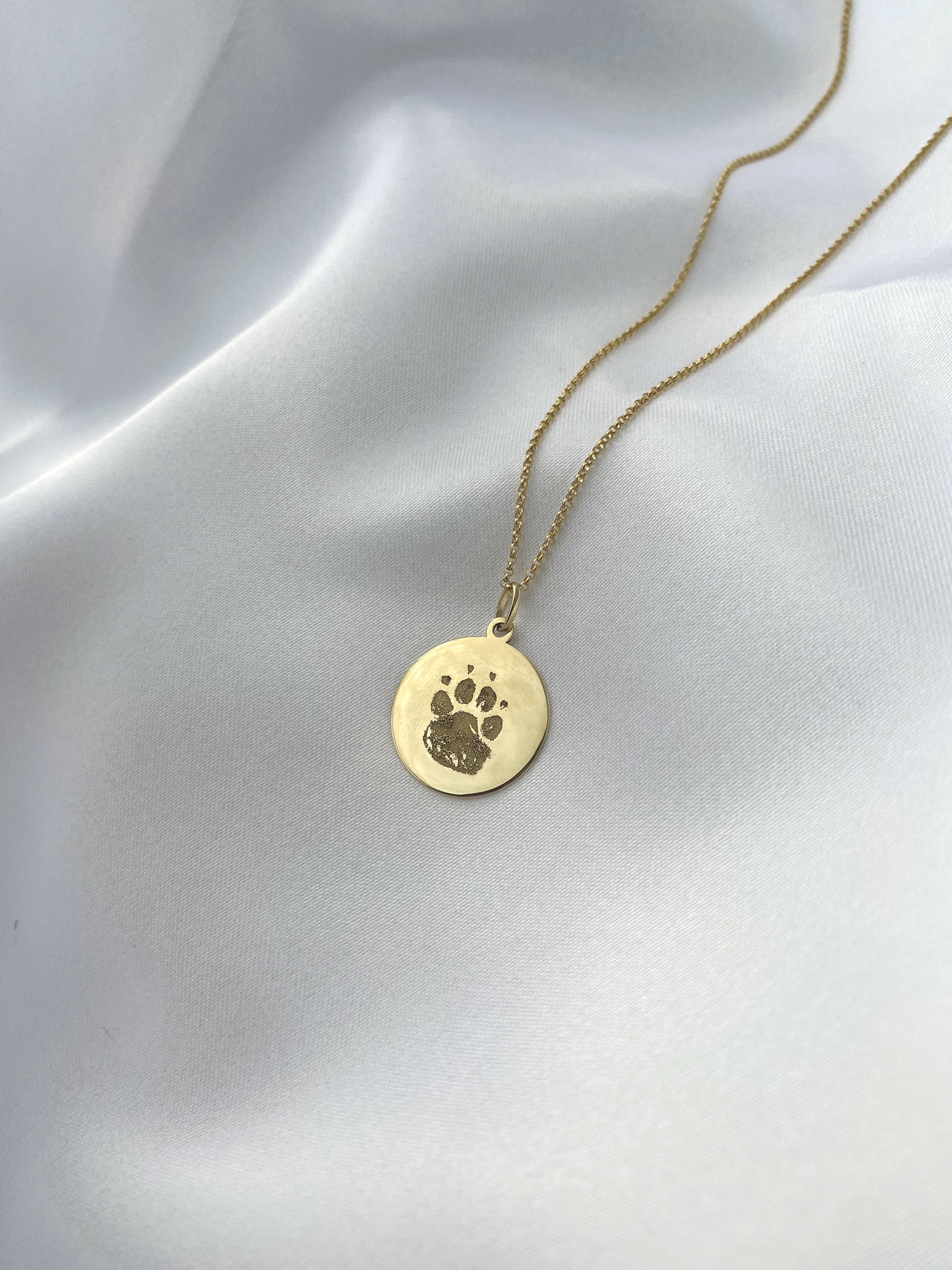 Paw Print Engraving Coin Necklace