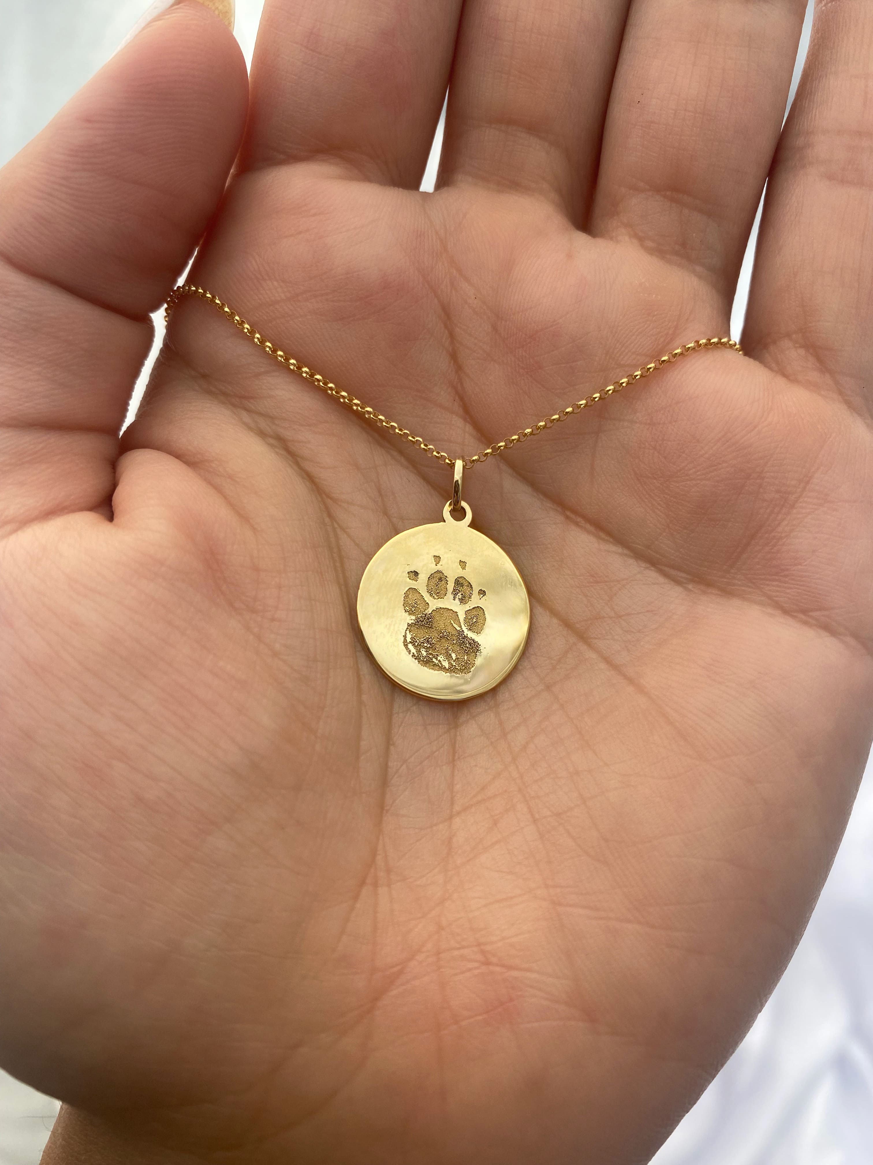 Paw Print Engraving Coin Necklace