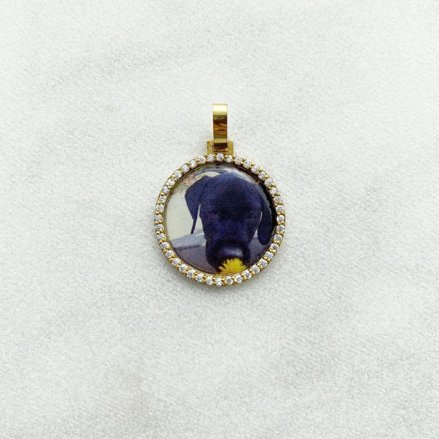 Small Diamond & Gold Photo Pendant Medallion