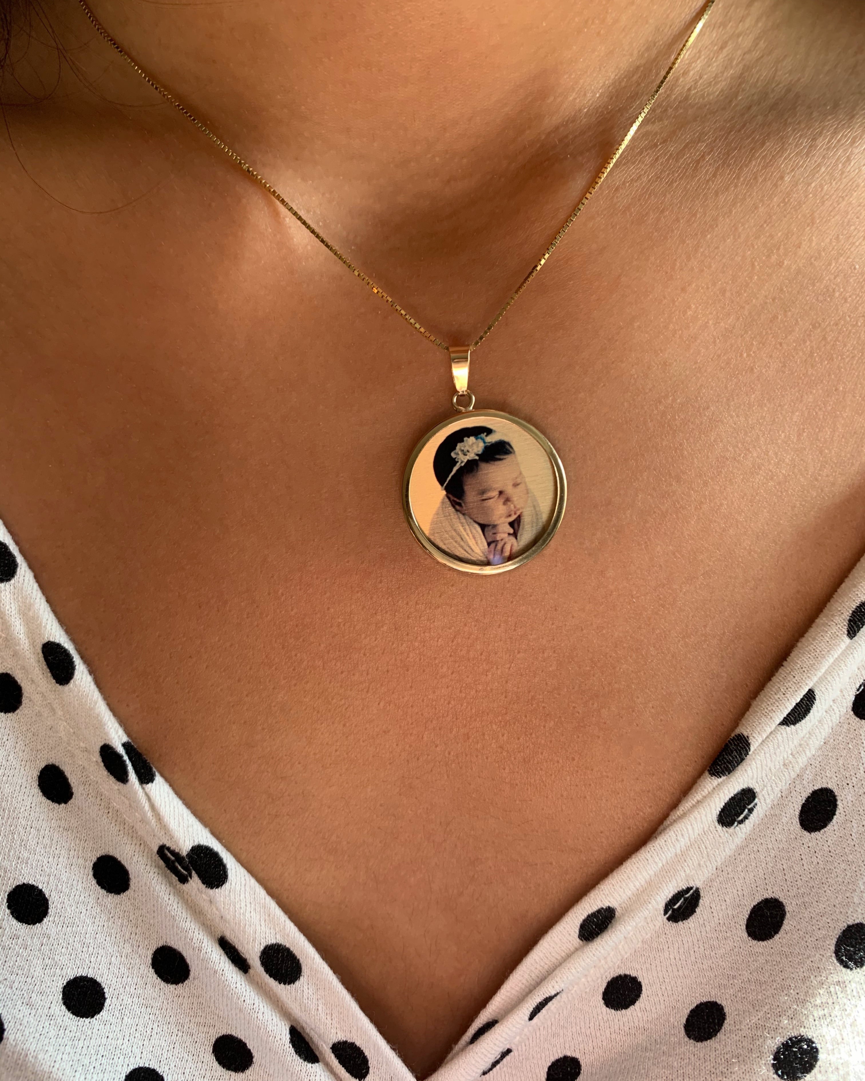 1" Gold Photo Pendant Disc Charm