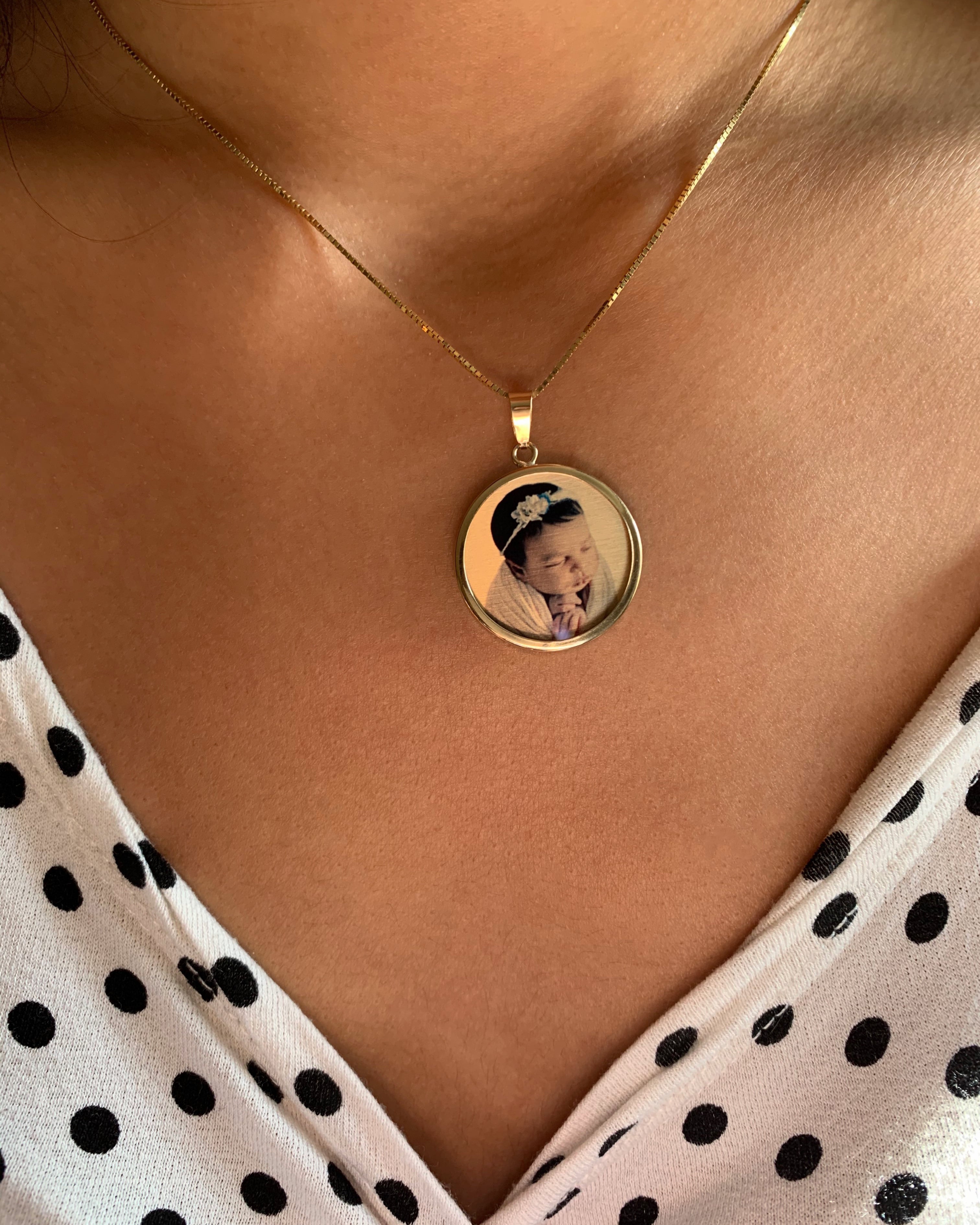 Gold Photo Pendant Disc Charm