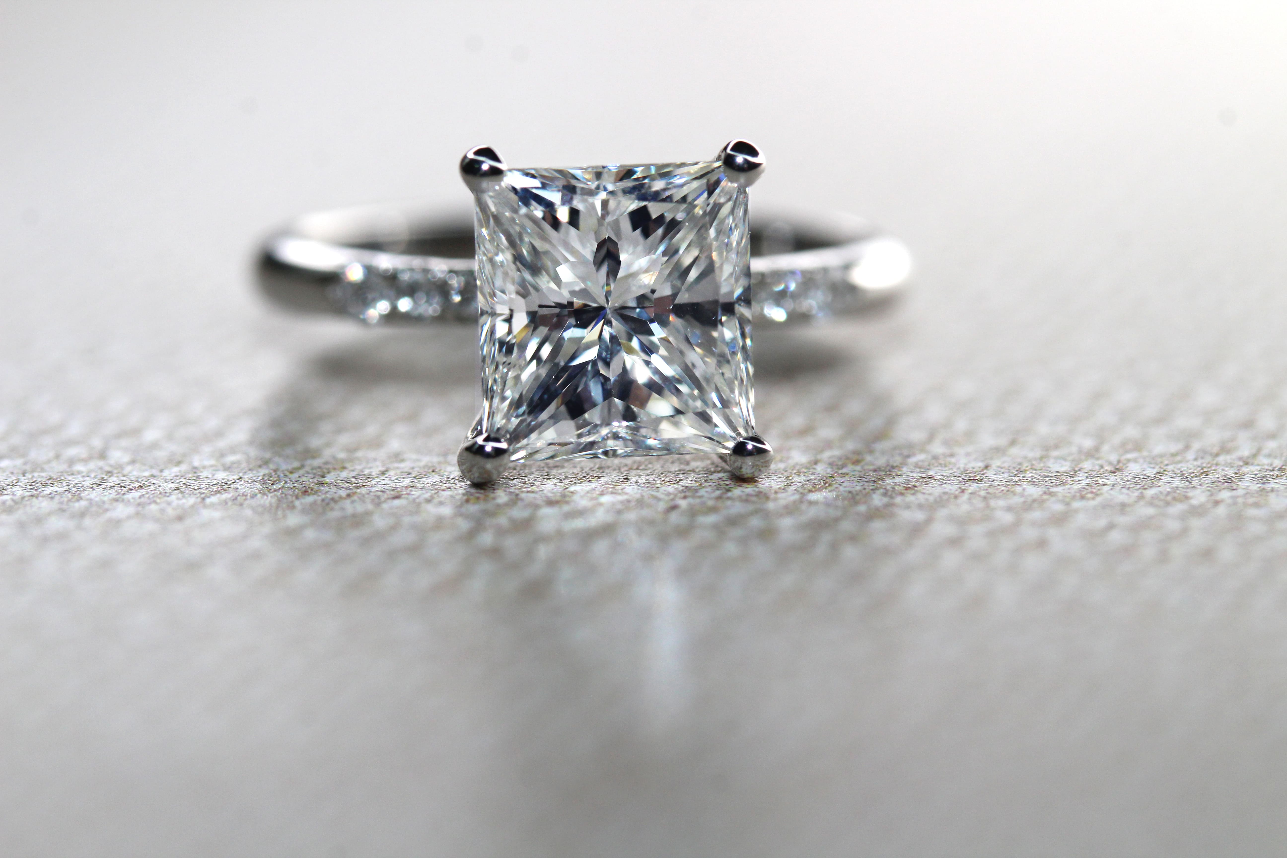 Elongated Princess Cut Diamond Custom Engagement Ring